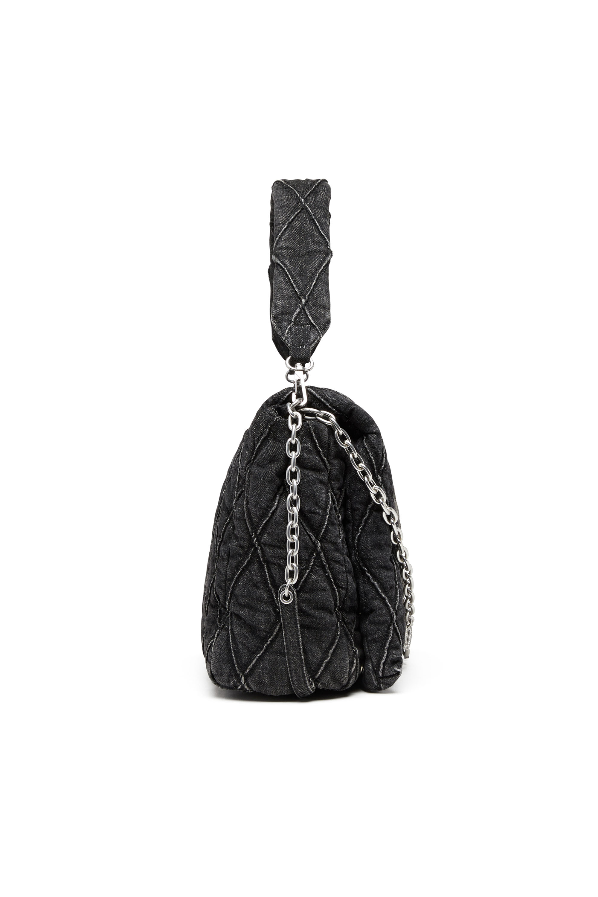 Diesel - CHARM-D SHOULDER L, Female's Charm-D L-Large shoulder bag in quilted denim in ブラック - 3