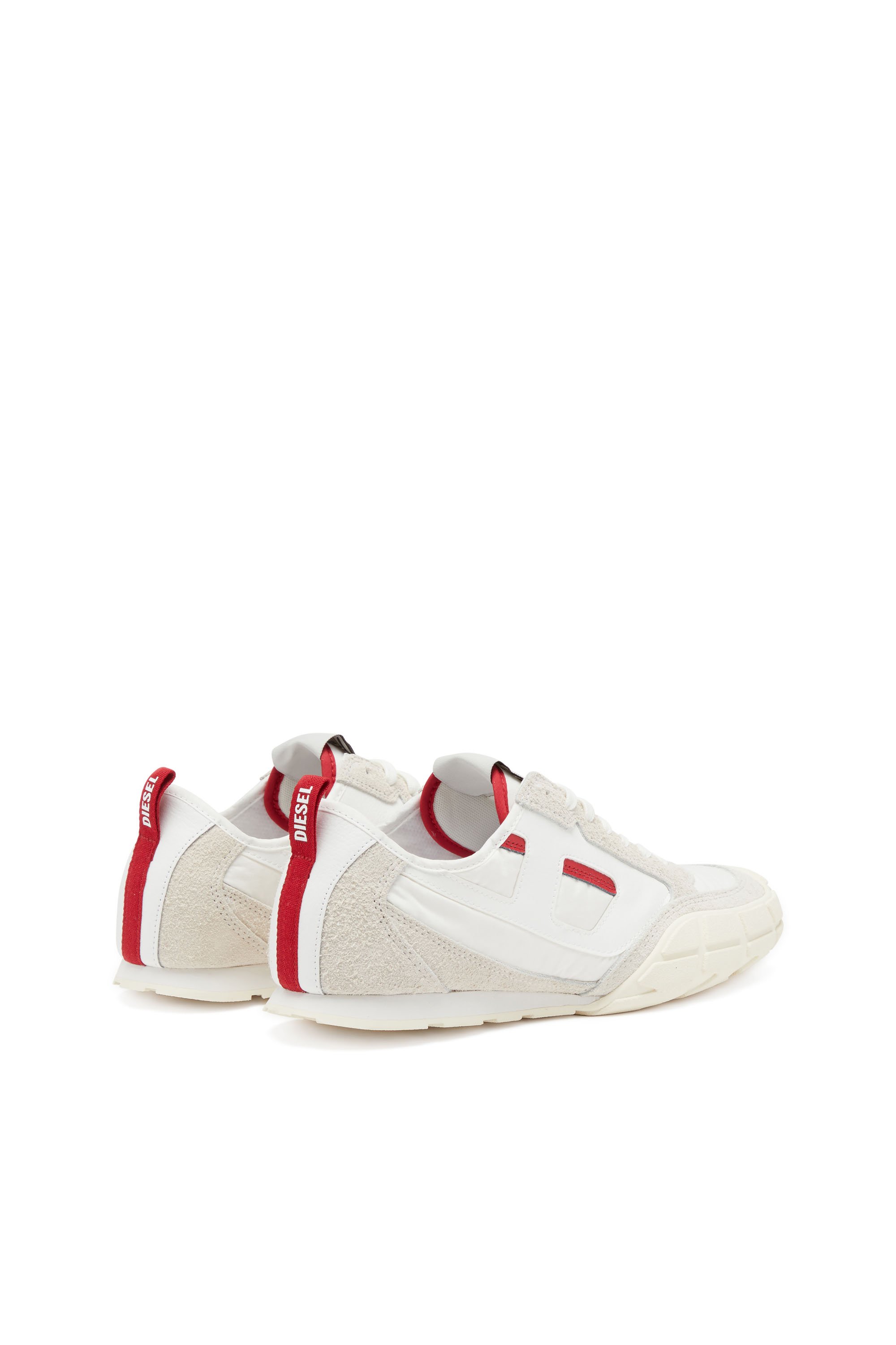 Diesel - S-PAGODHA LOW, Male's Sneakers in leather, suede and ripstop in ホワイト/レッド/ブルー - 3