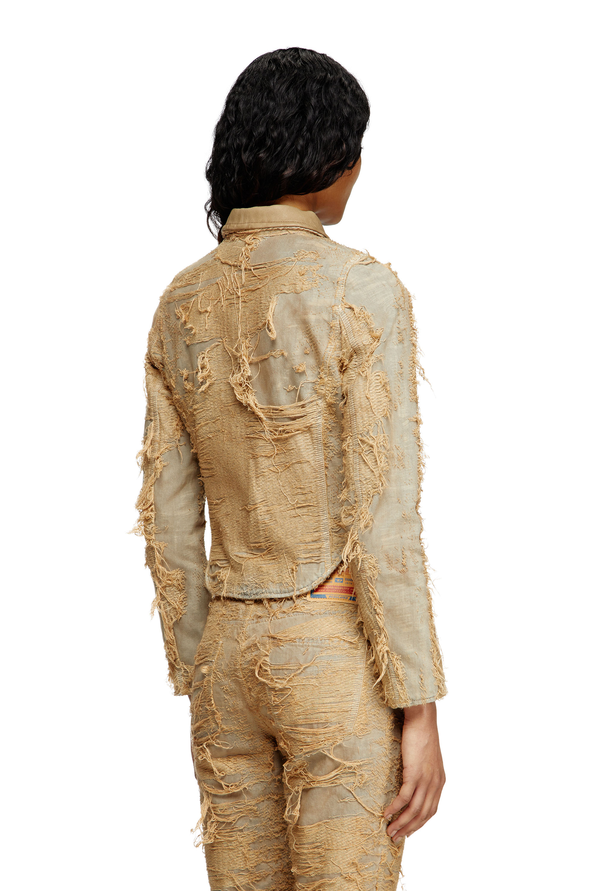 Diesel - DE-NEA-FSG, Female's Slim jacket in overdyed floating-thread denim in ライトブラウン - 5