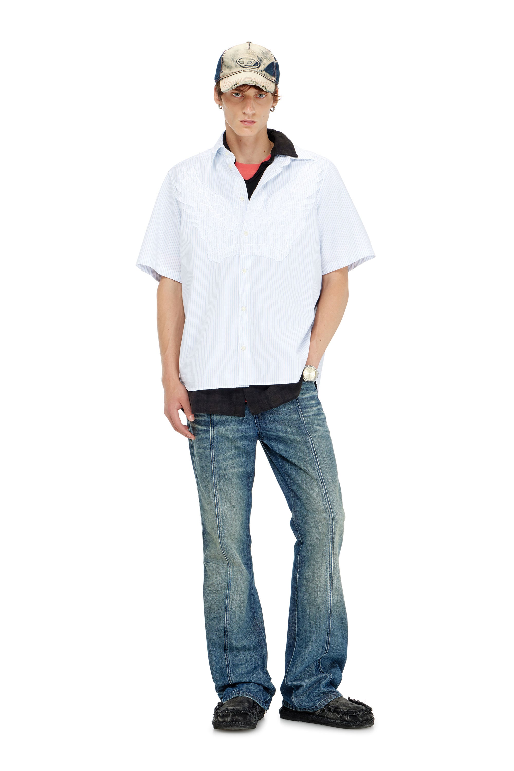 Diesel - S-SIMPLY-SS-KNBS, Male's 半袖シャツ in ライトブルー - 2