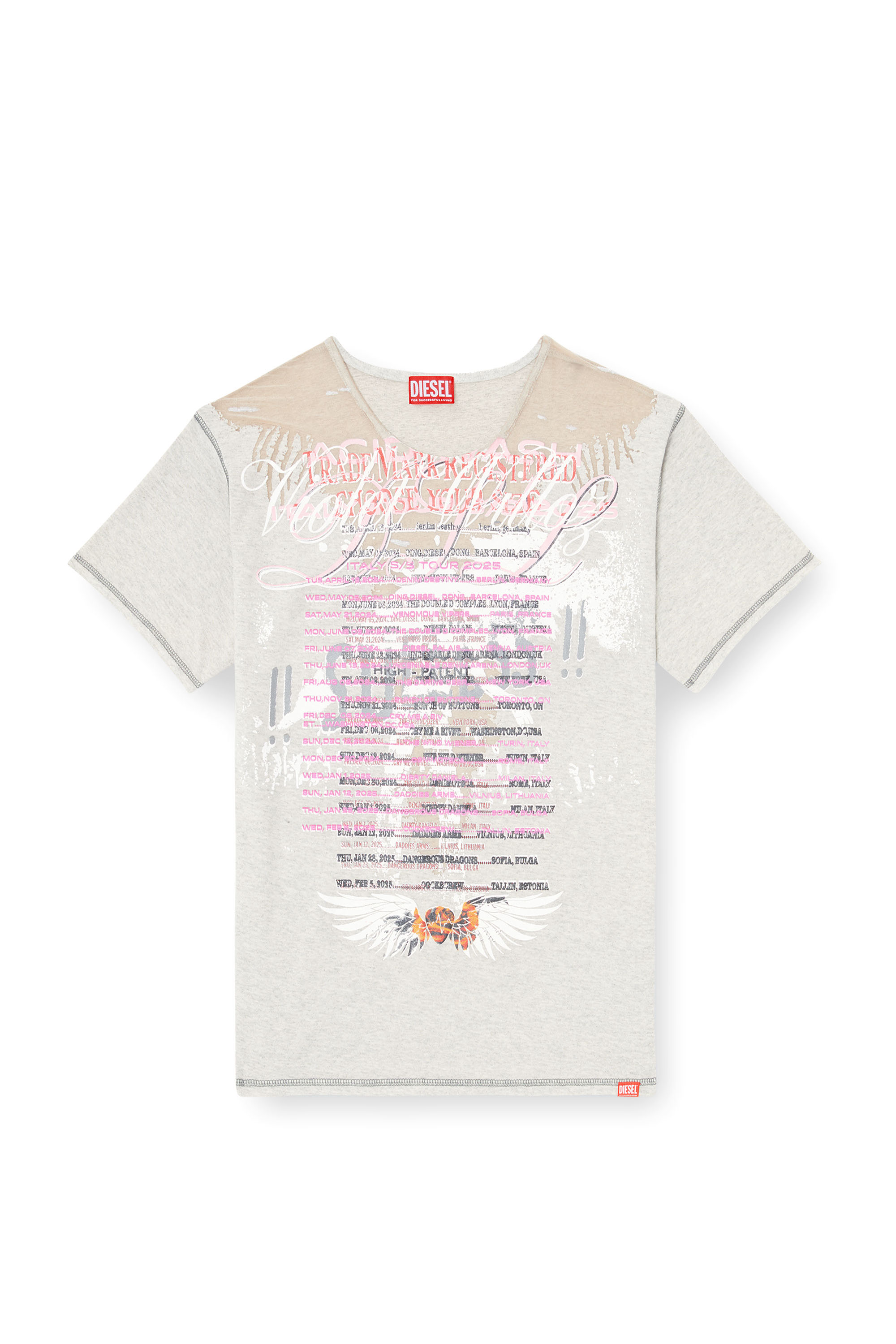 Diesel - T-NORMAC, Female's Crew neck T-shirt with lyrics print in グレー - 4