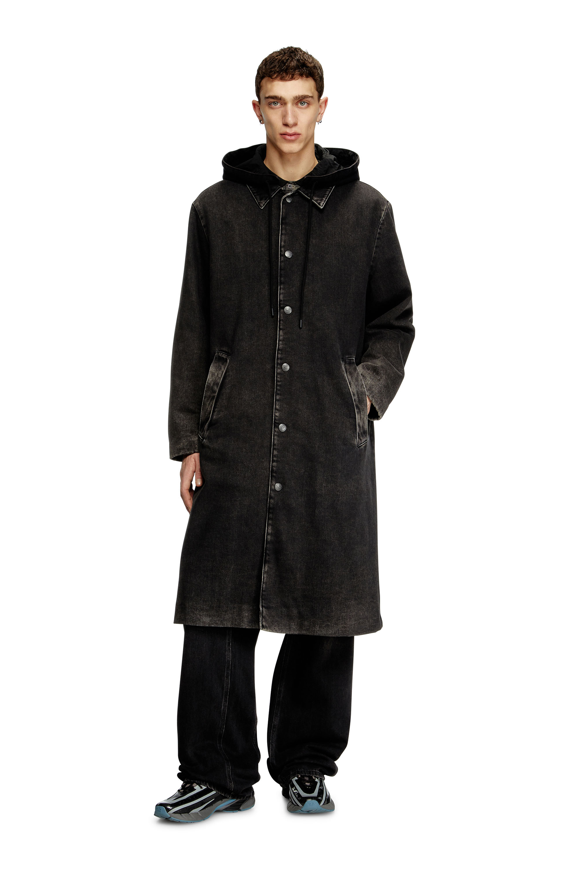 Diesel - D-JAKO-S, Male's Hybrid coat in denim and jersey in ブラック - 2