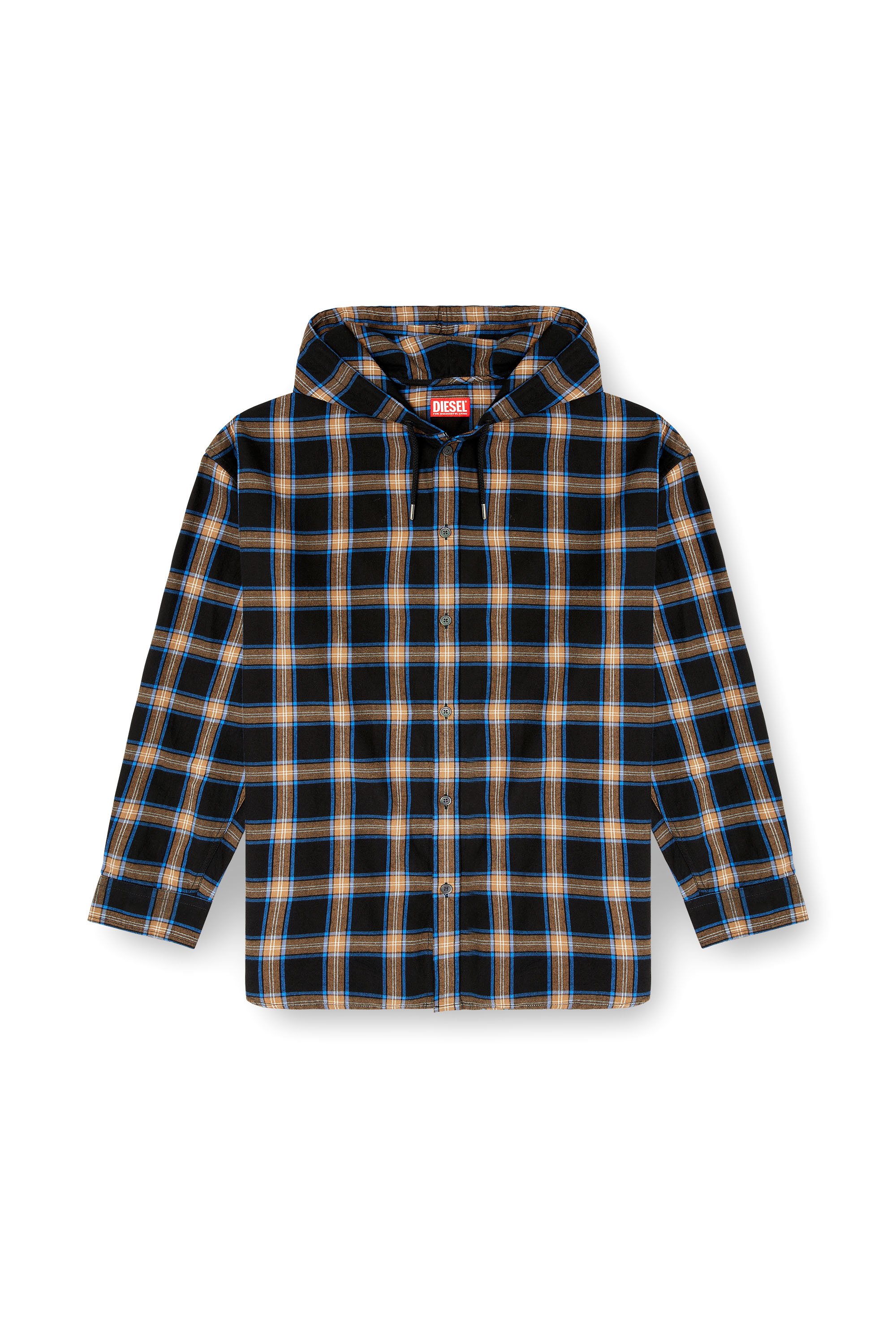 Diesel - S-DEWNY-HOOD-AJFI, Male's フード付きシャツ in ブラック/ブルー - 3