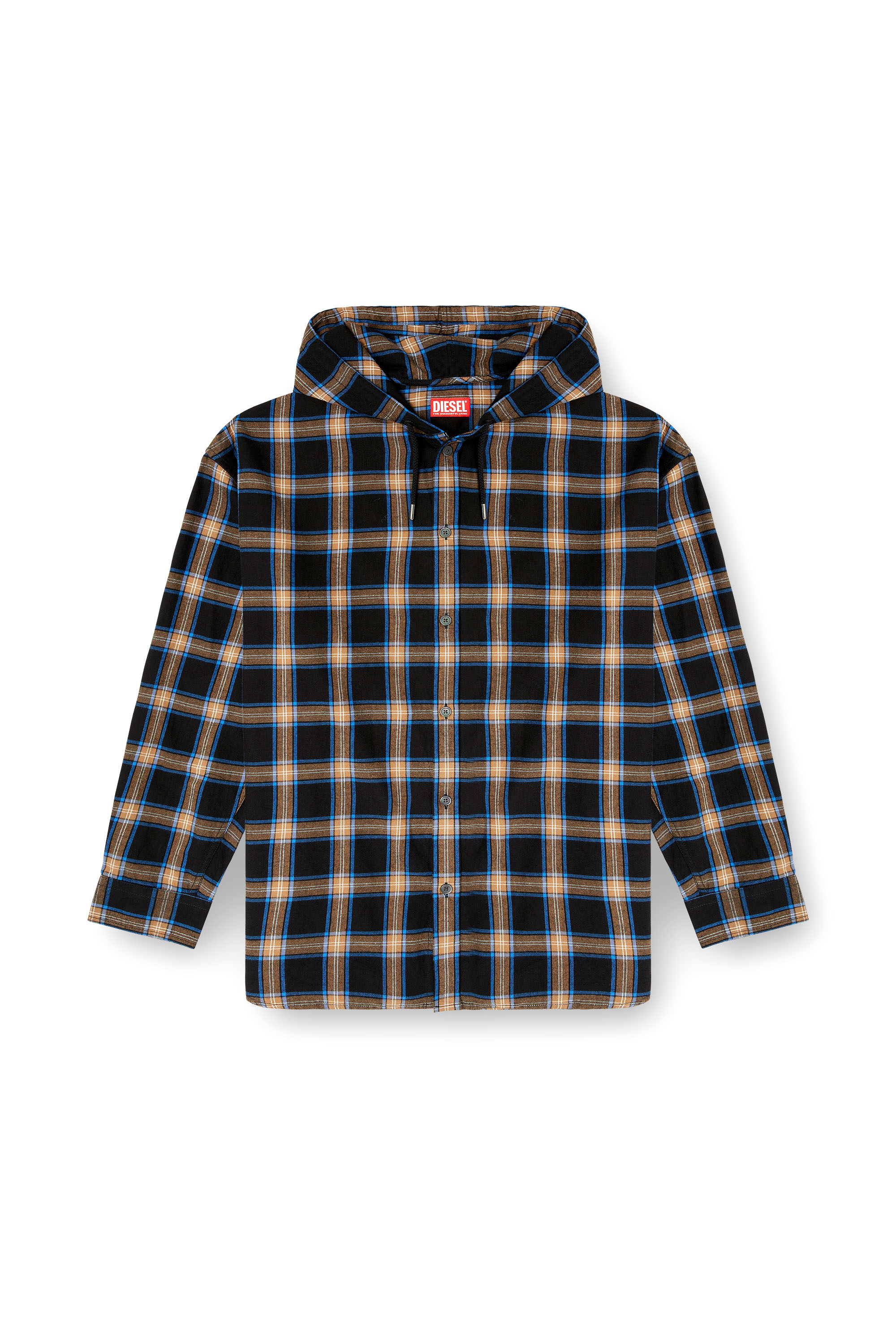 Diesel - S-DEWNY-HOOD-AJFI, Male's フード付きシャツ in ブラック/ブルー - 2