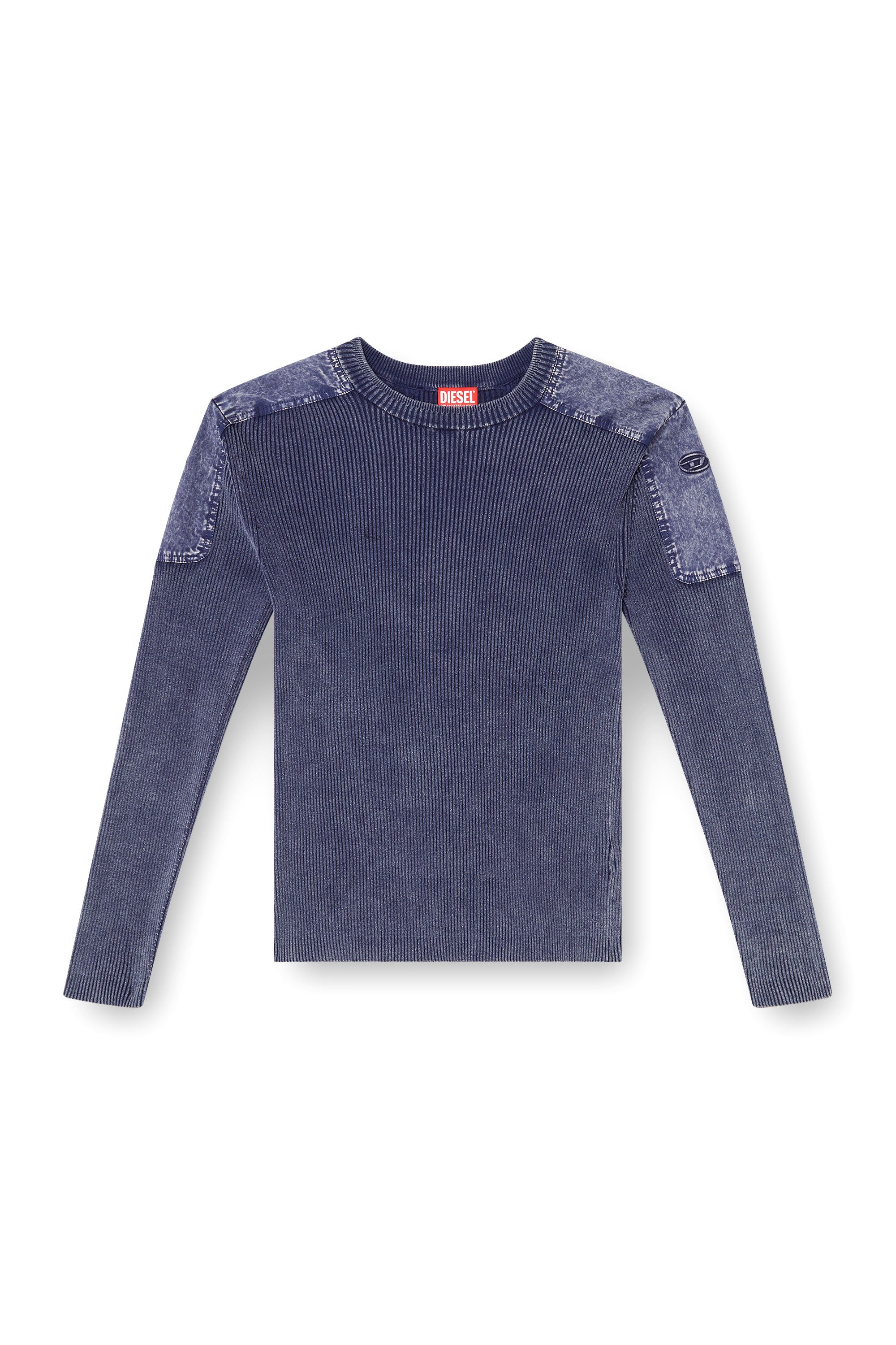 Diesel - K-MARTIN, Male's Jumper with contrast shoulder panels in ブルー - 3