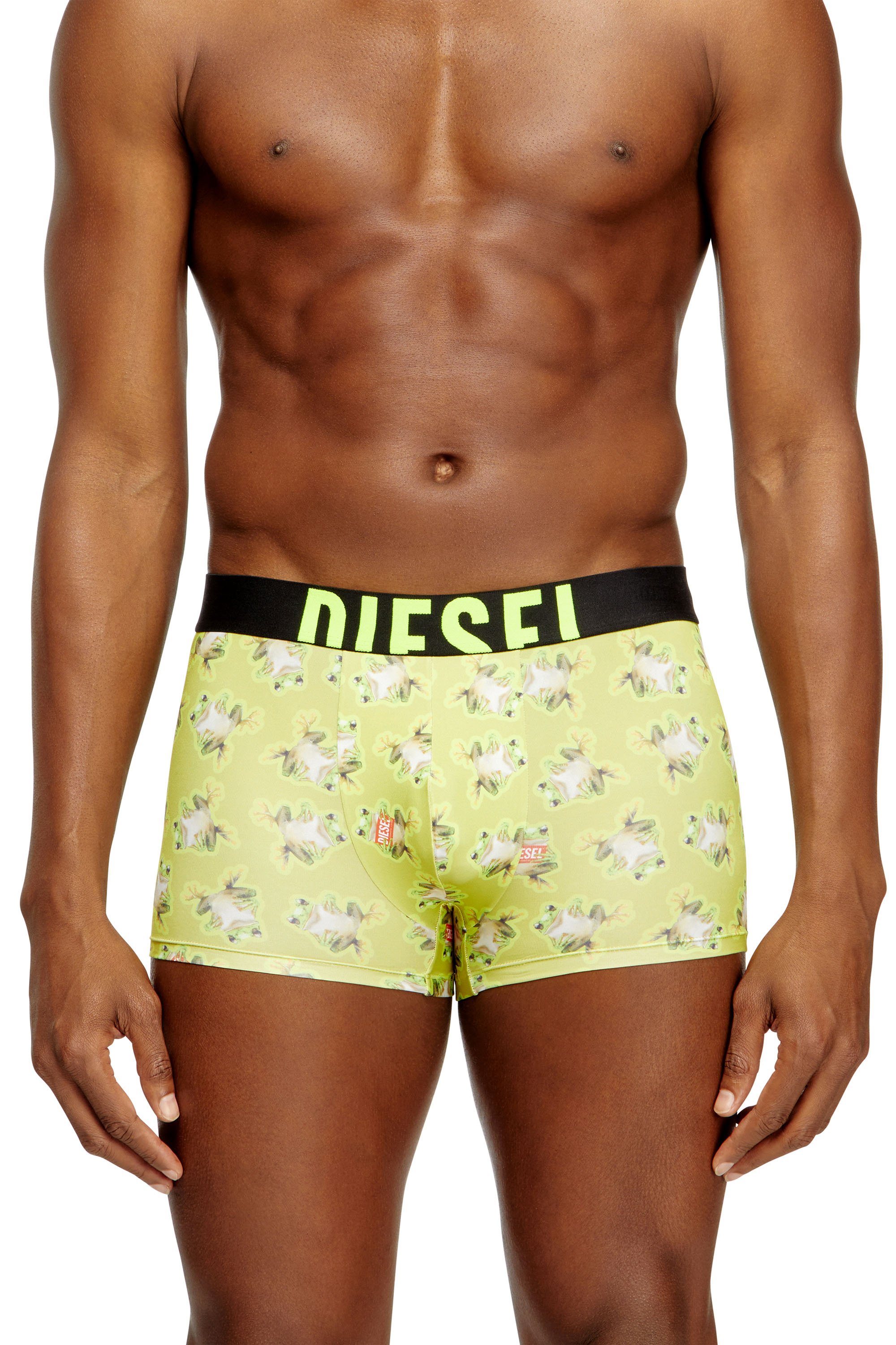 Diesel - DAMIEN-D-POP-40, Male's Herren-Boxershorts mit durchgehendem Animal-Print für einen verspielten Akzent. Abgeschlossen mit einem 4 cm breiten elastischen Jacquard-Bund, der mit einem auffälligen Diesel-Logo versehen ist. Die weiche Strickkonstruktion bietet Bewegungsfreiheit und einen stützenden Sitz. in グリーン - 2