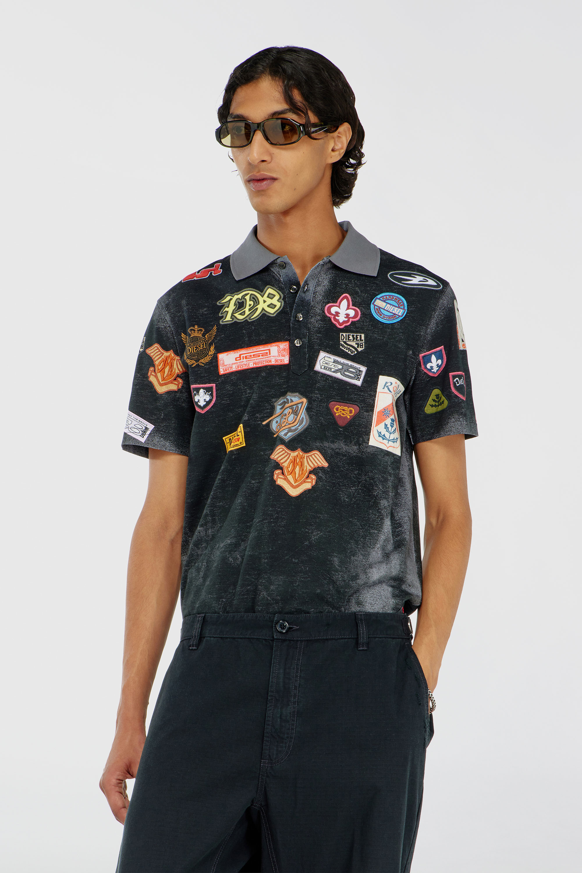 Diesel - T-REJUST-PATCHES, Male's ポロシャツ in ブラック - 3