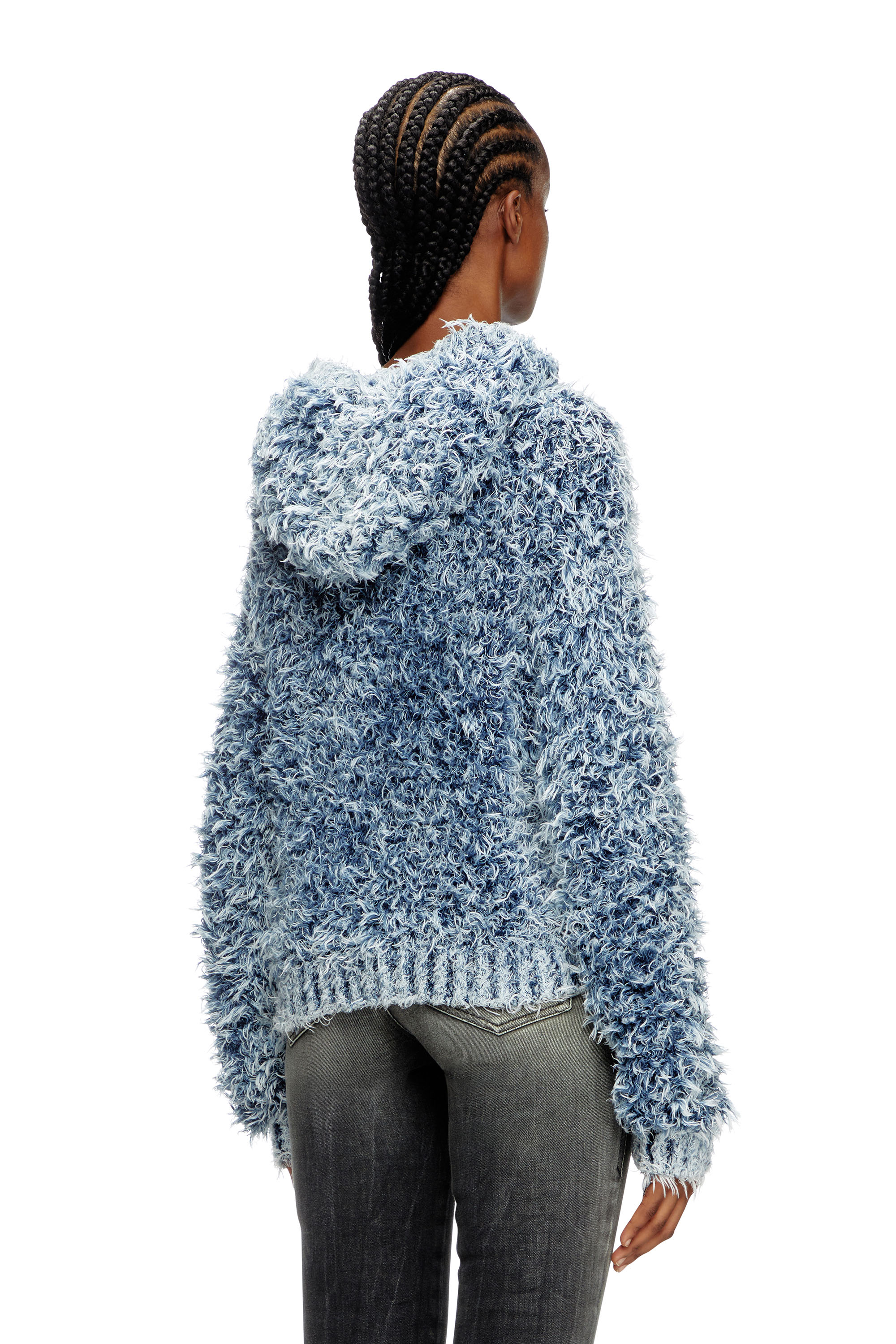 Diesel - M-DOLLY, Female's Textured-knit hoodie in ブルー - 4