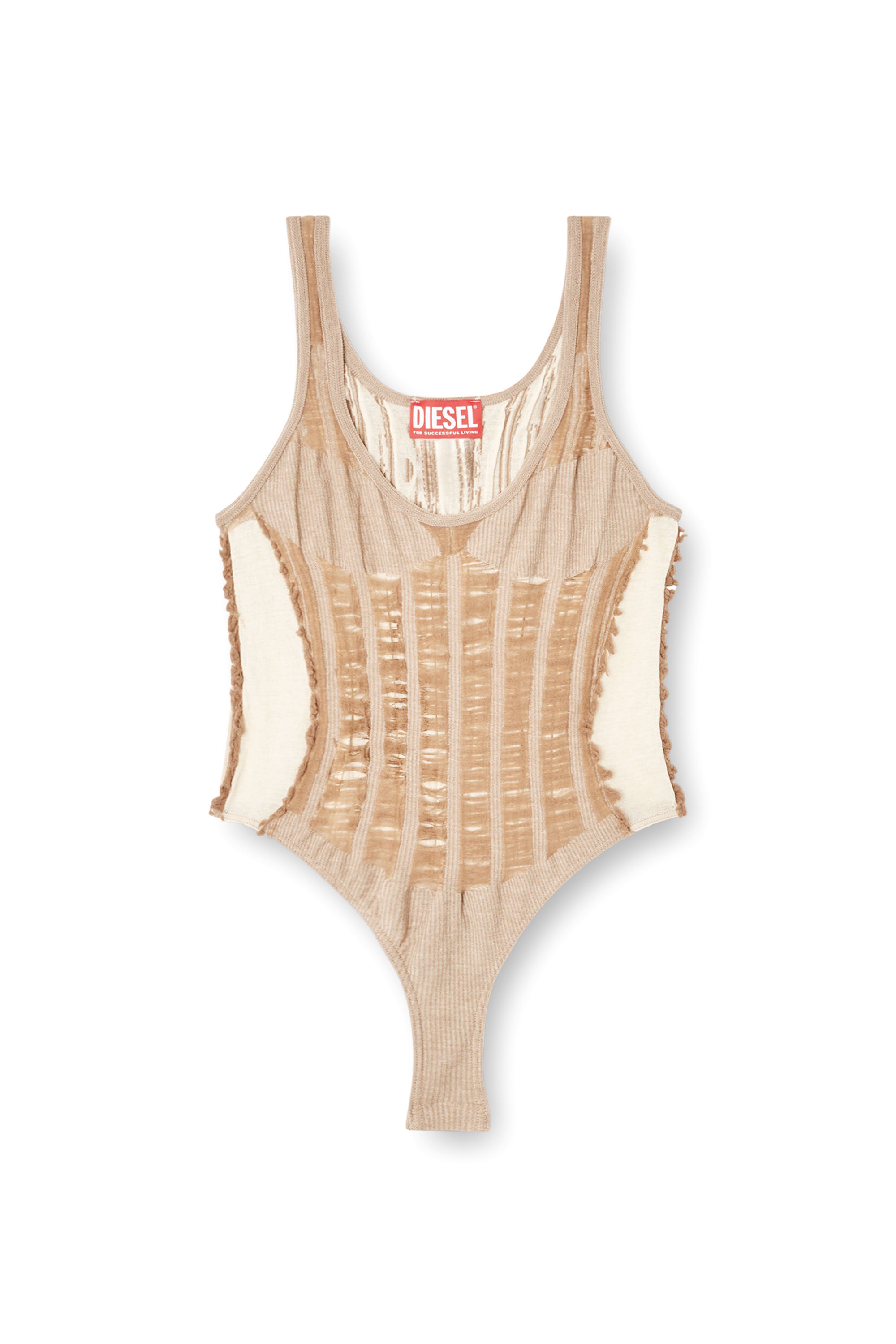 Diesel - M-CALIPSO-BODY, Female's Seamless bodysuit with lingerie illusion in ベージュ - 3