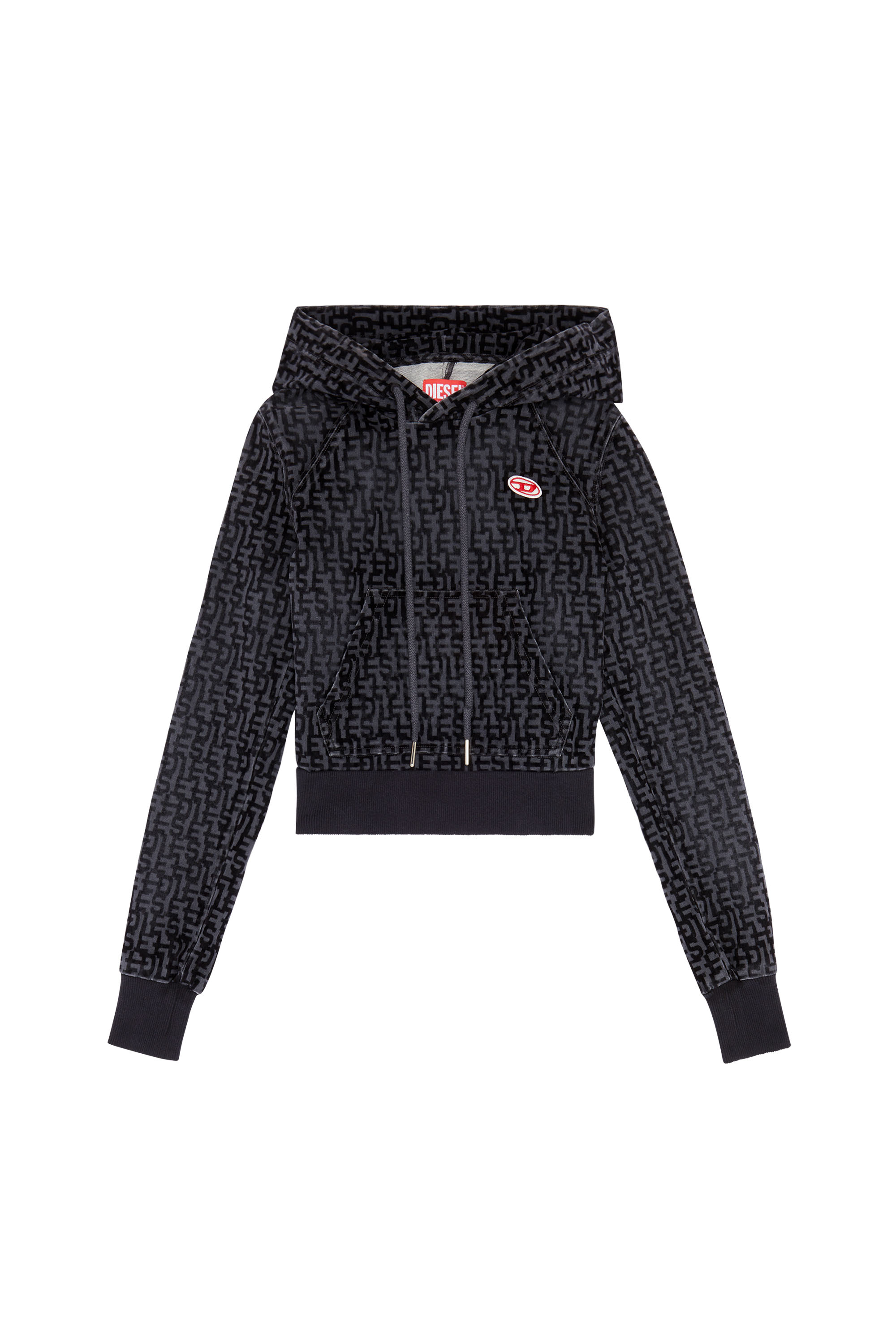 Diesel - D-ANGY TRACK DENIM HOODIE, ブラック/ダークグレー - Image 3