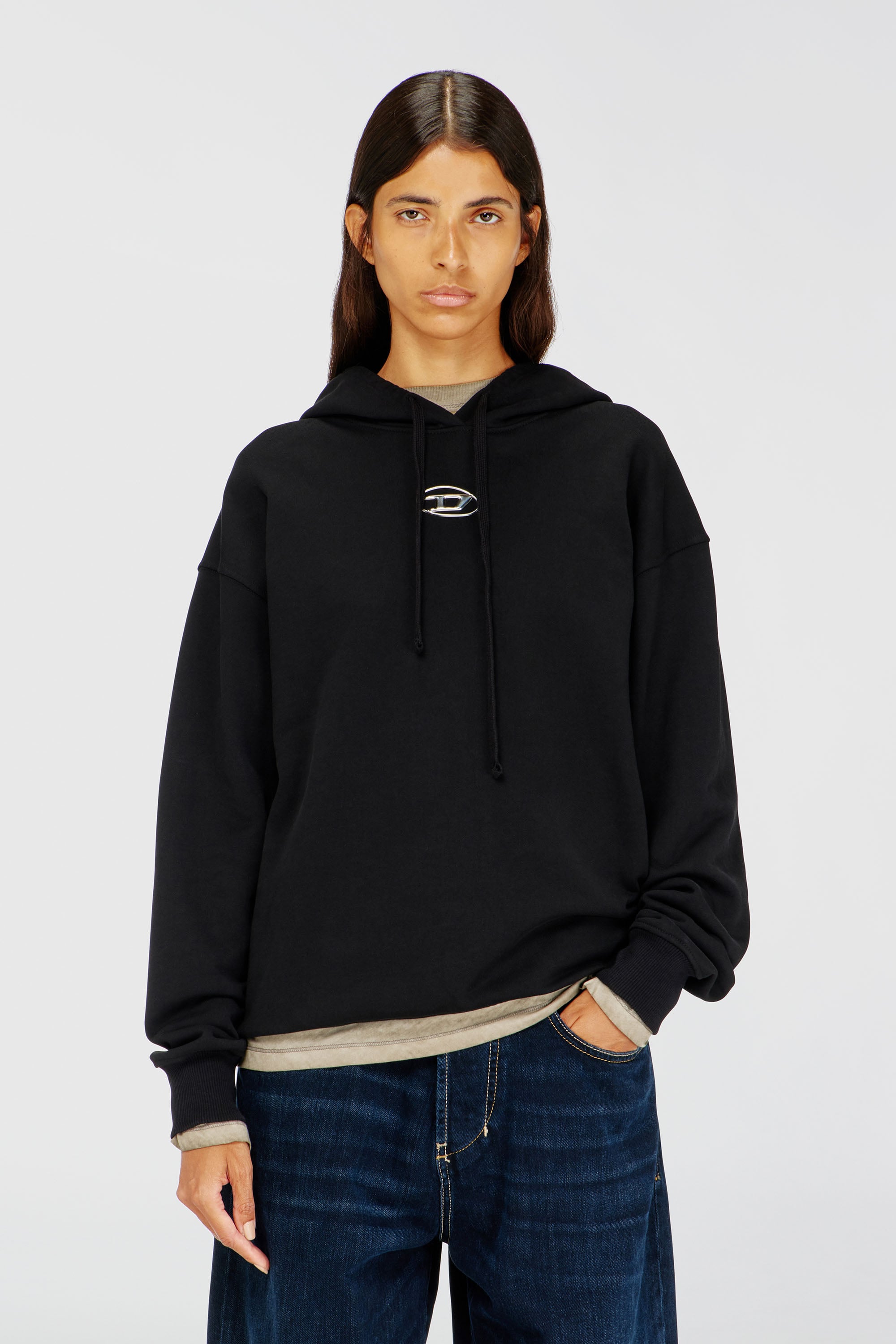 Diesel - F-BUXT-HOOD-OD, Female's プルオーバーパーカー in ブラック - 1