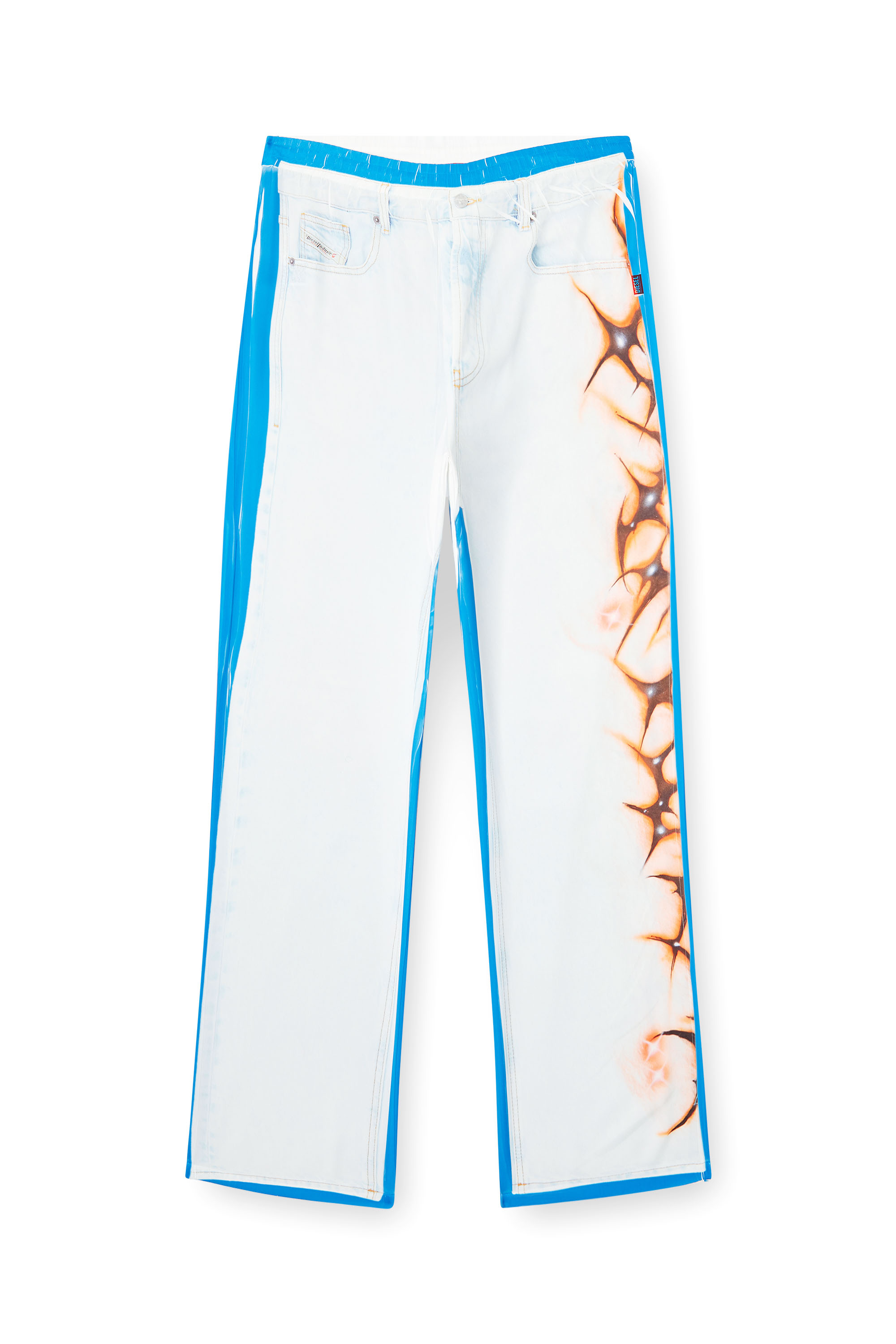 Diesel - P-AFTER-GRAFFITI-JAP, Unisex's Relaxed pant with graffiti print in ブルー/ホワイト - 3