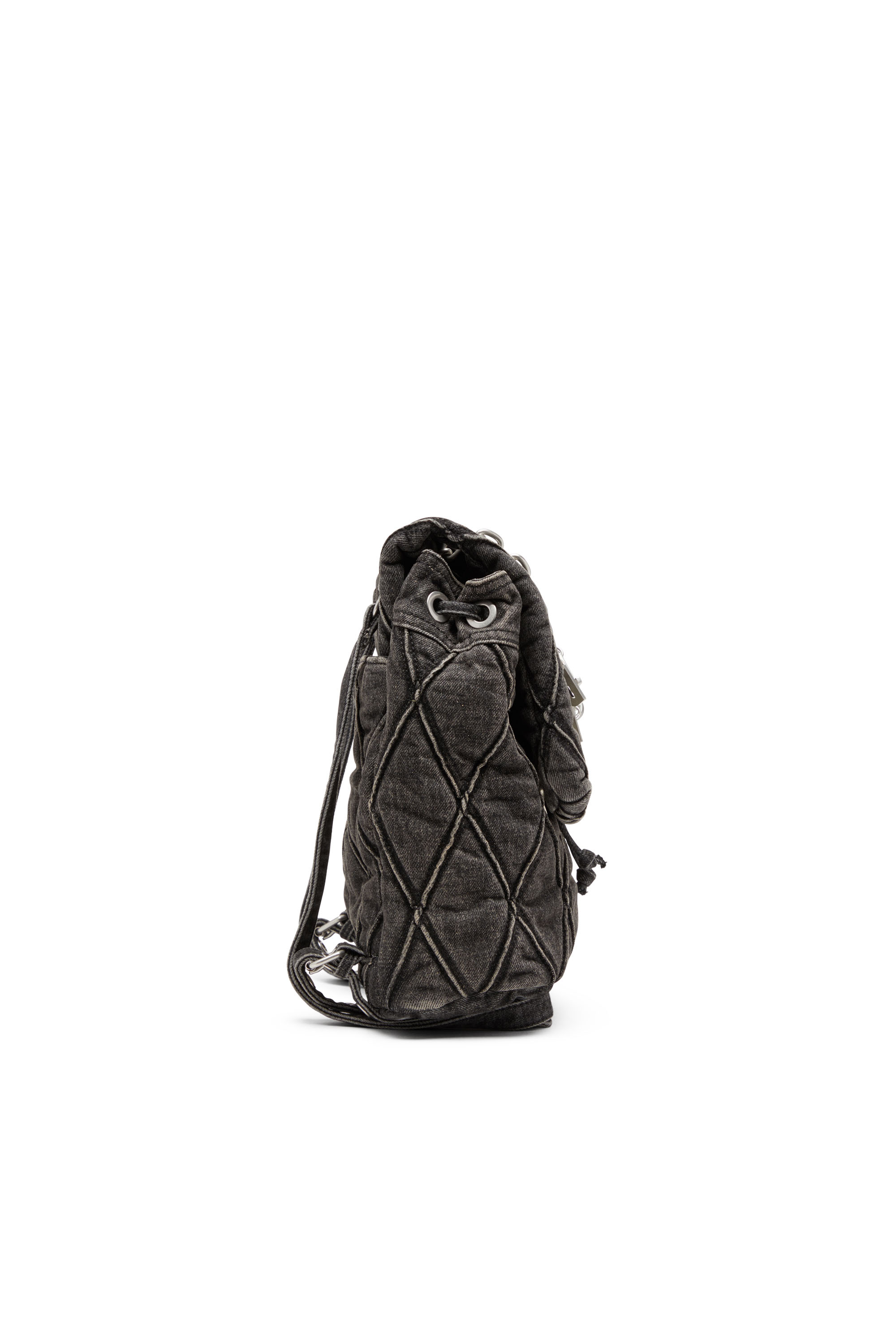Diesel - CHARM-D BACKPACK S, Female's Charm-D S-Backpack in Argyle quilted denim in ブラック - 4