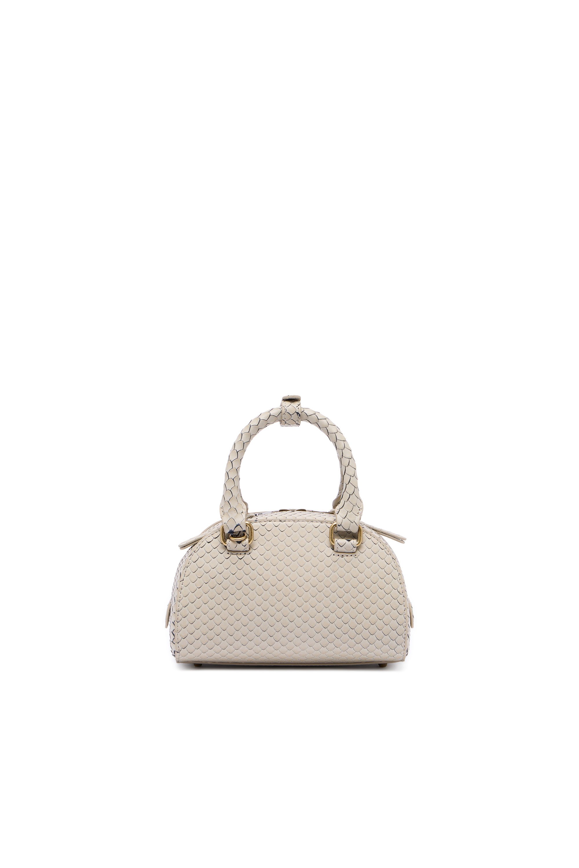 Diesel - 1DR DOME CROSSBODY, Female's 1DR Dome-Mini bowling bag in snake-effect leather in ベージュ - 3