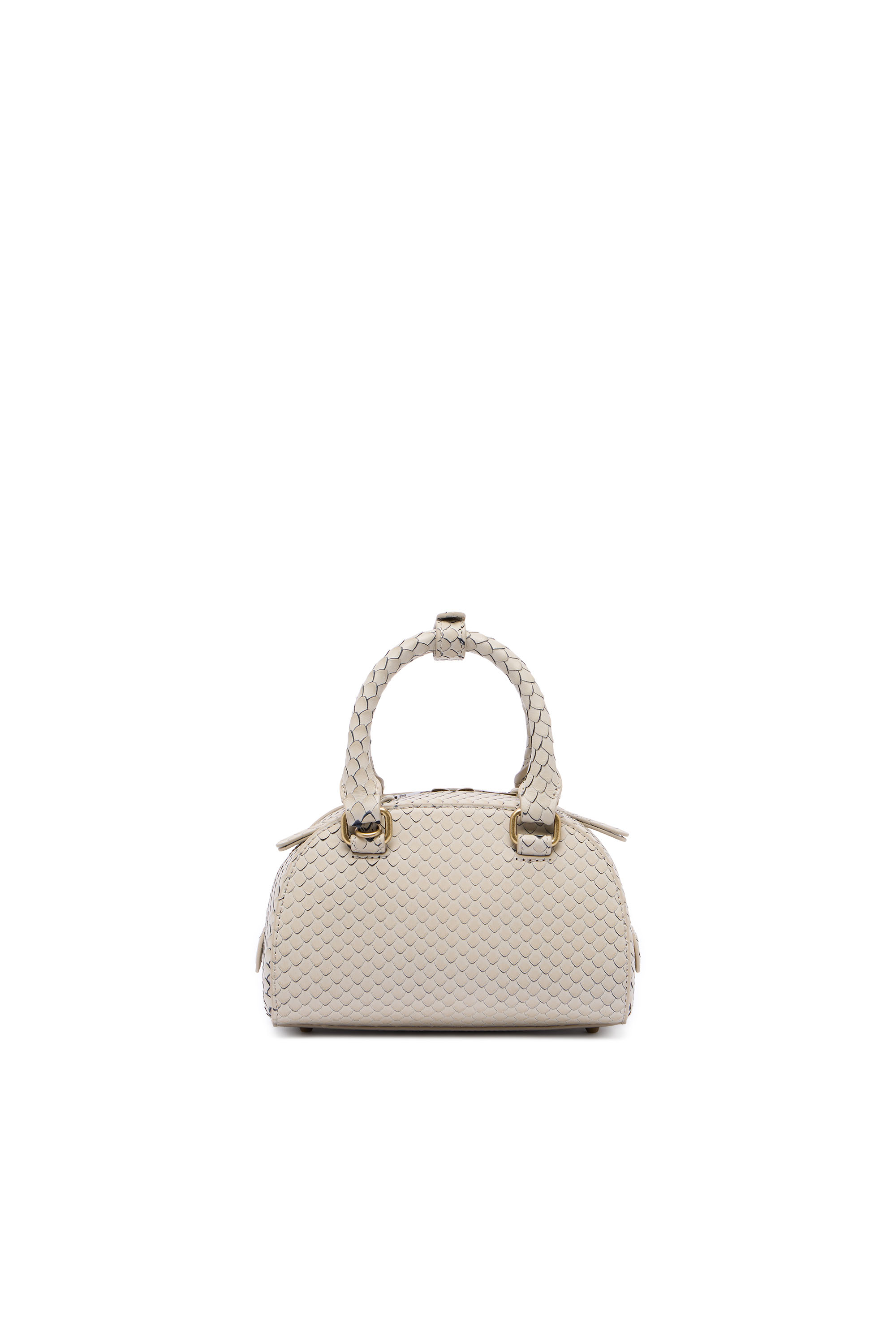 Diesel - 1DR DOME CROSSBODY, Female's 1DR Dome-Mini bowling bag in snake-effect leather in ベージュ - 3