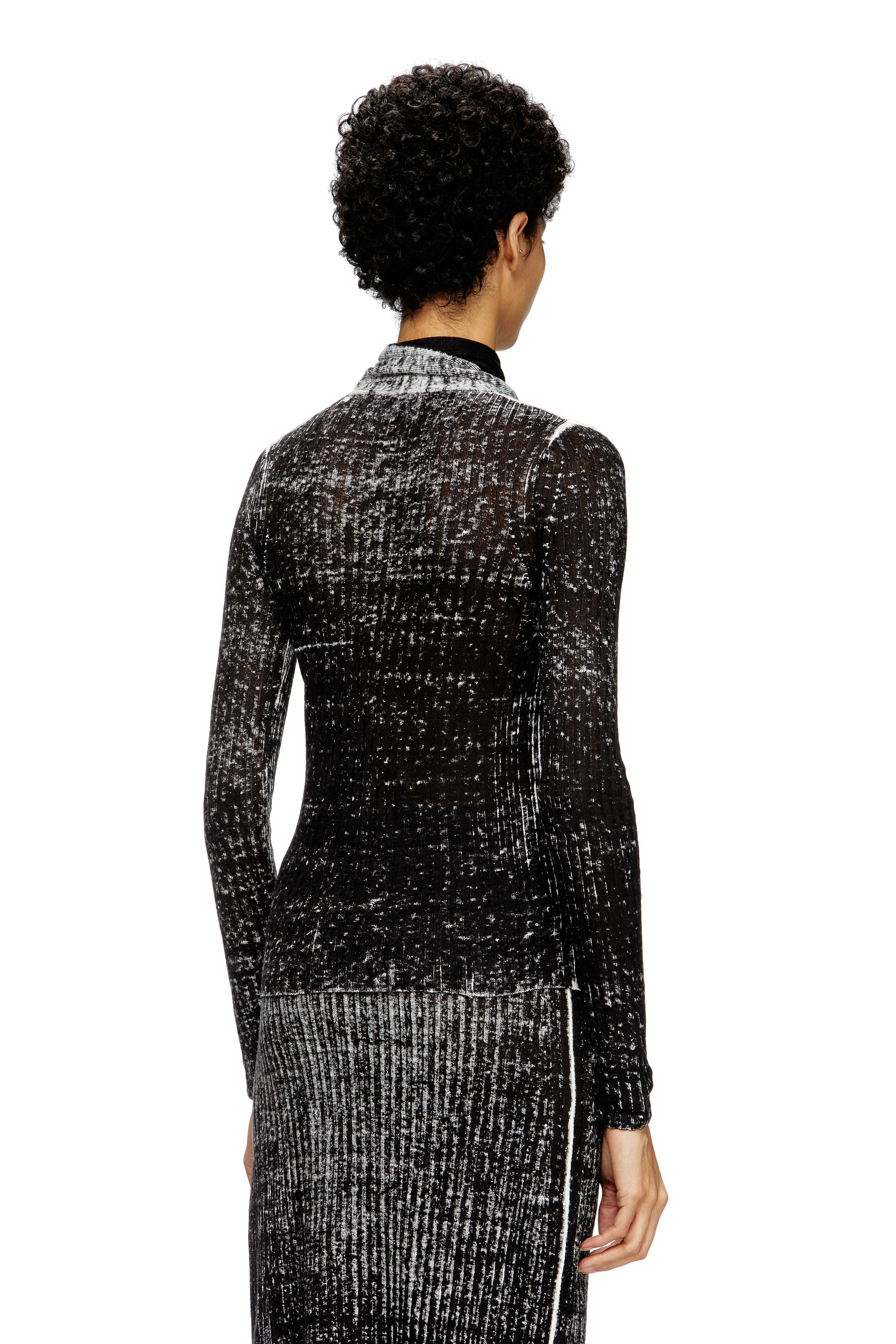 Diesel - M-ELAN, Female's Keyhole neck-tie jumper in linen in ブラック - 4