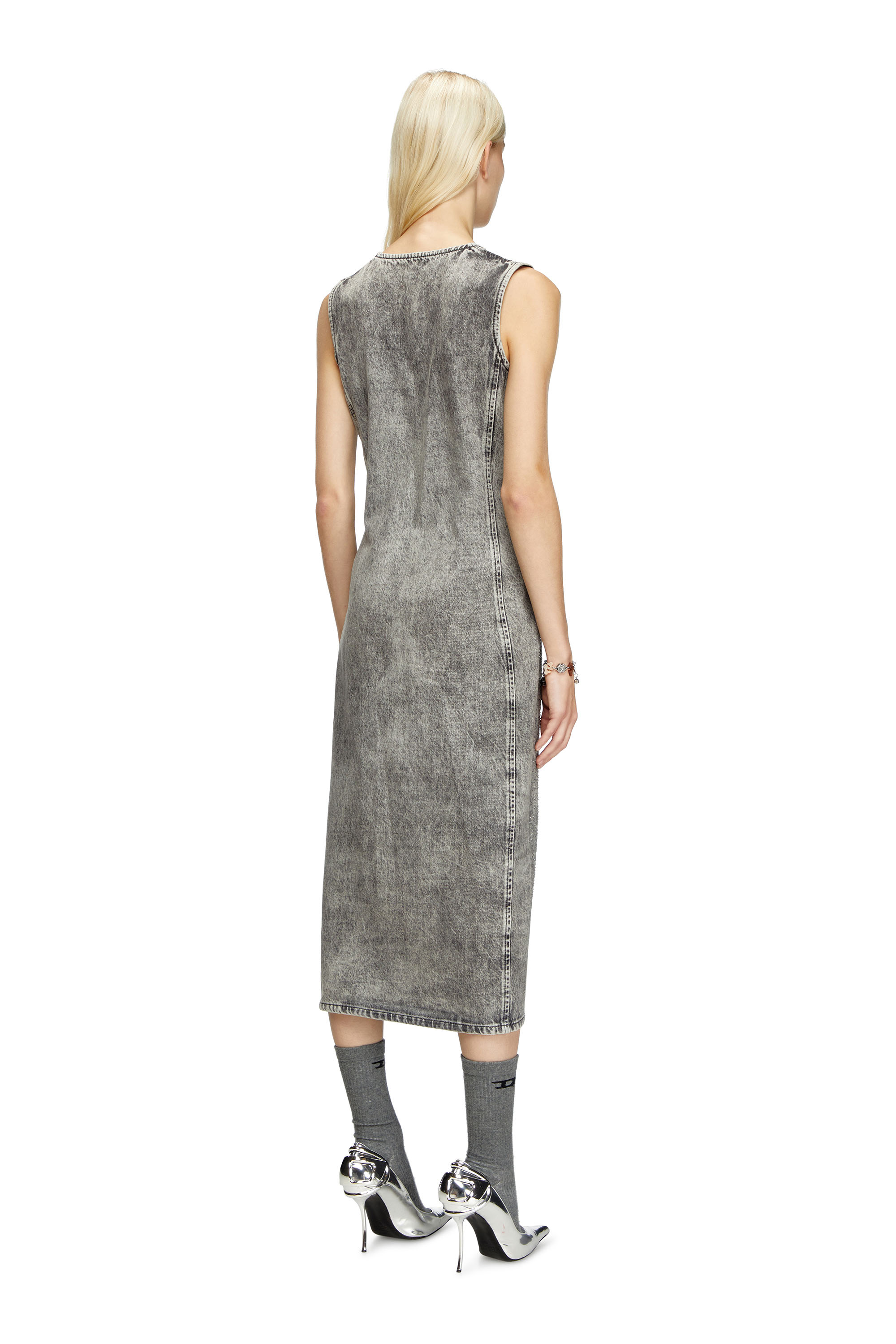 Diesel - DE-KEE-S, Female's Midi dress in crystal denim in グレー - 3