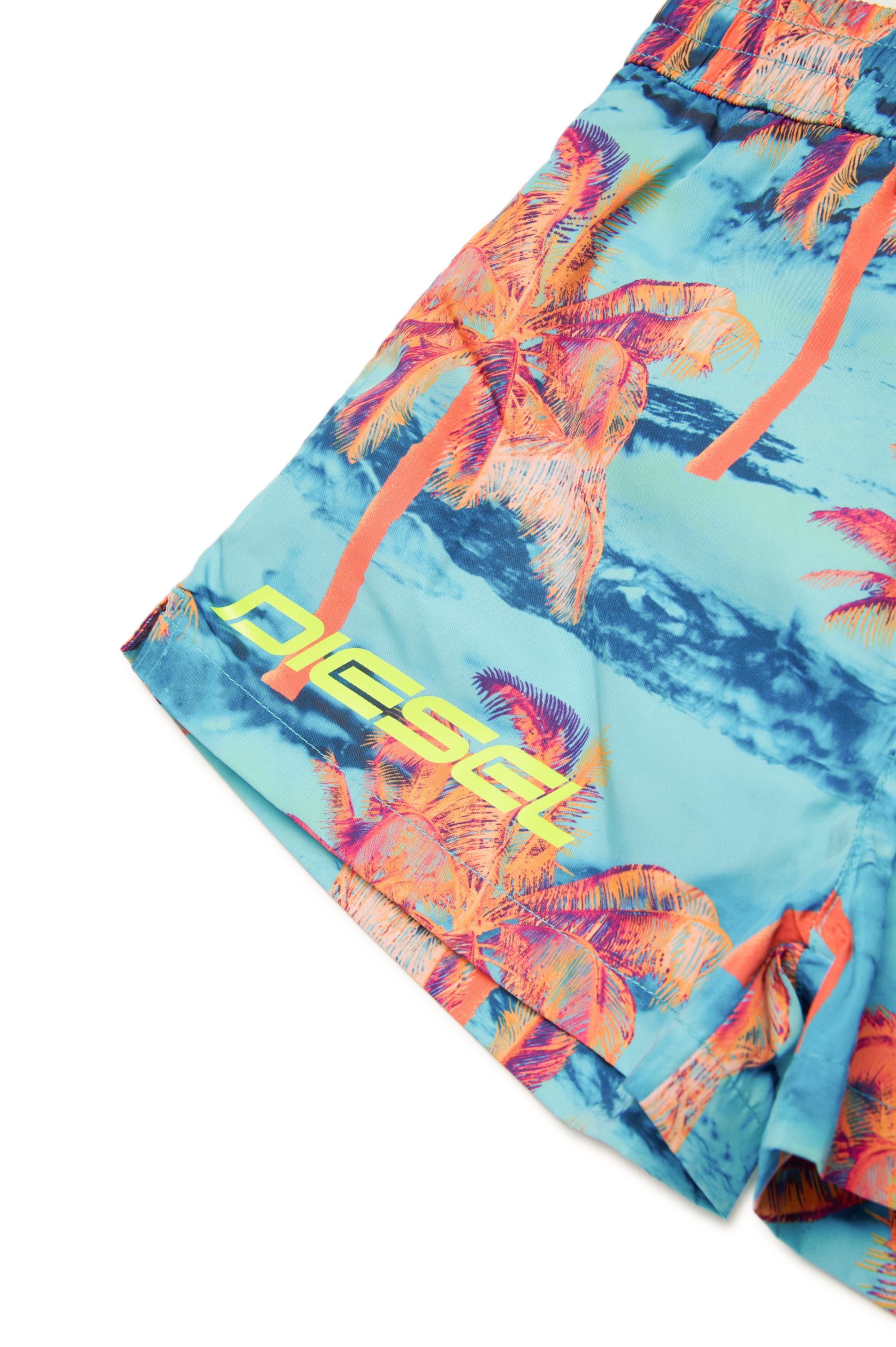 Diesel - MKEN37S, Male's Swim shorts with palm tree print in マルチカラー/ブルー - 4