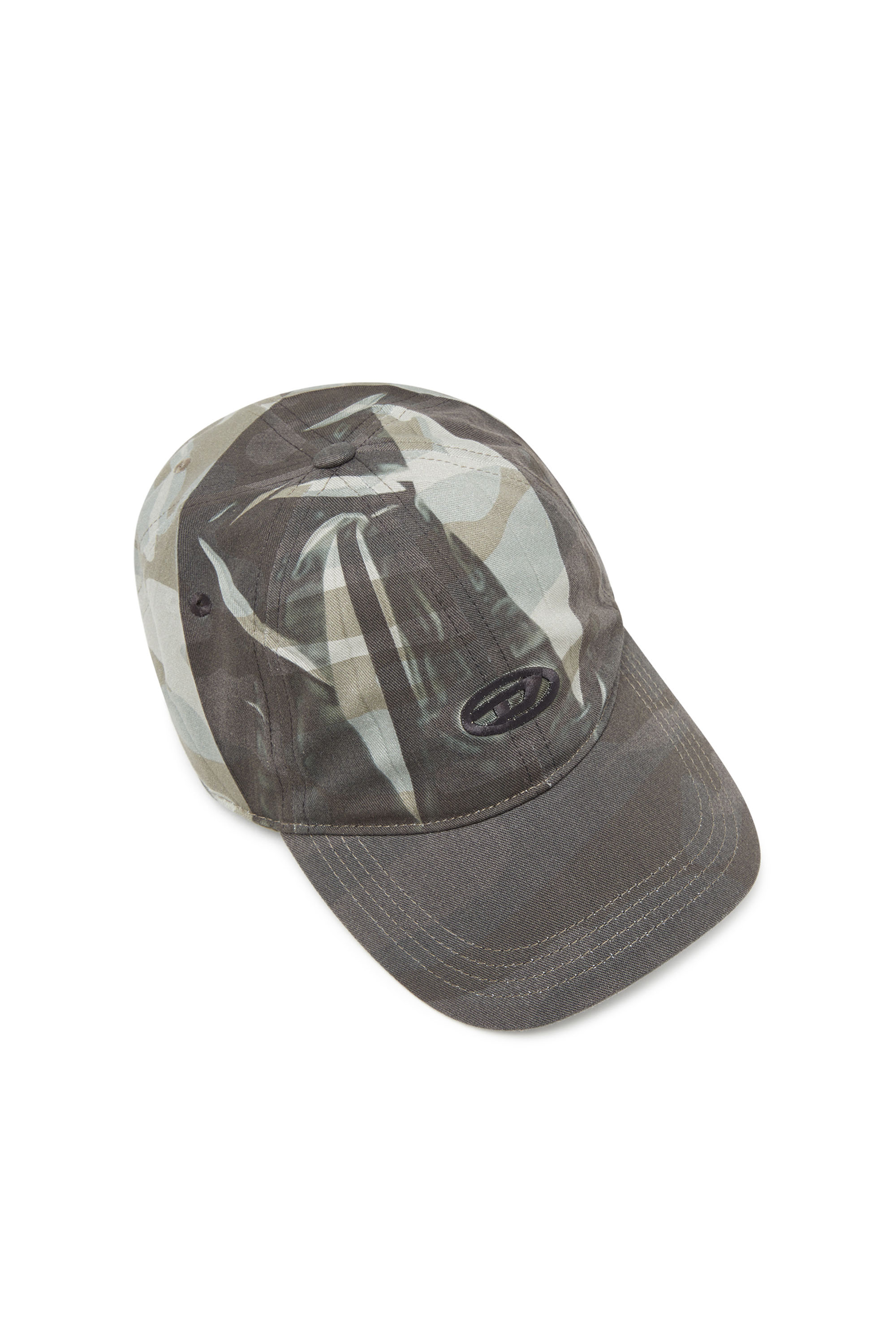Diesel - C-KADER, Male's Camo baseball cap with creased print in グレー/グリーン - 3