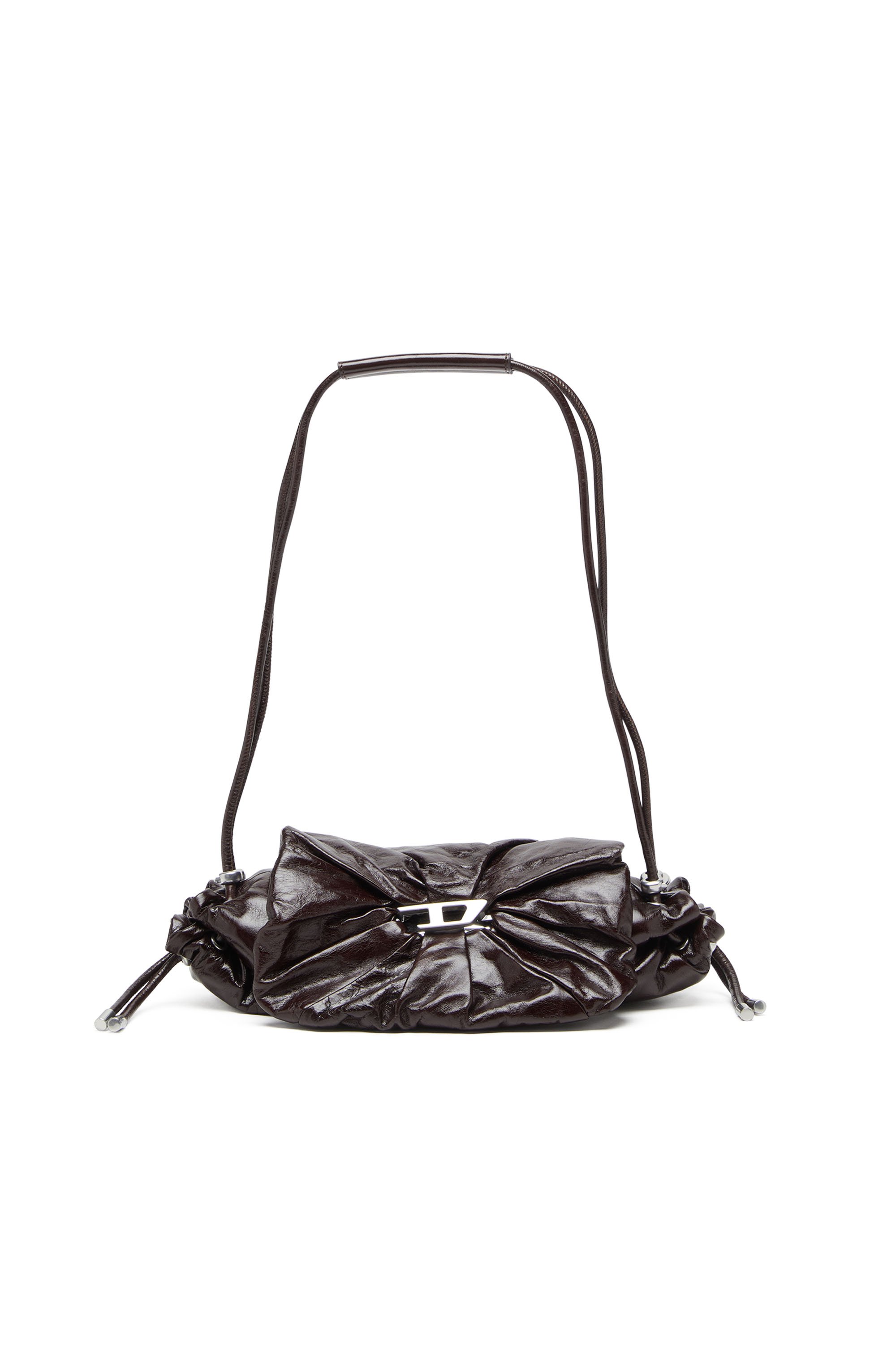 Diesel - SCRUNCH-D SHOULDER S, Female's Scrunch-D S-Shoulder bag in scrunched leather in ダークブラウン - 1