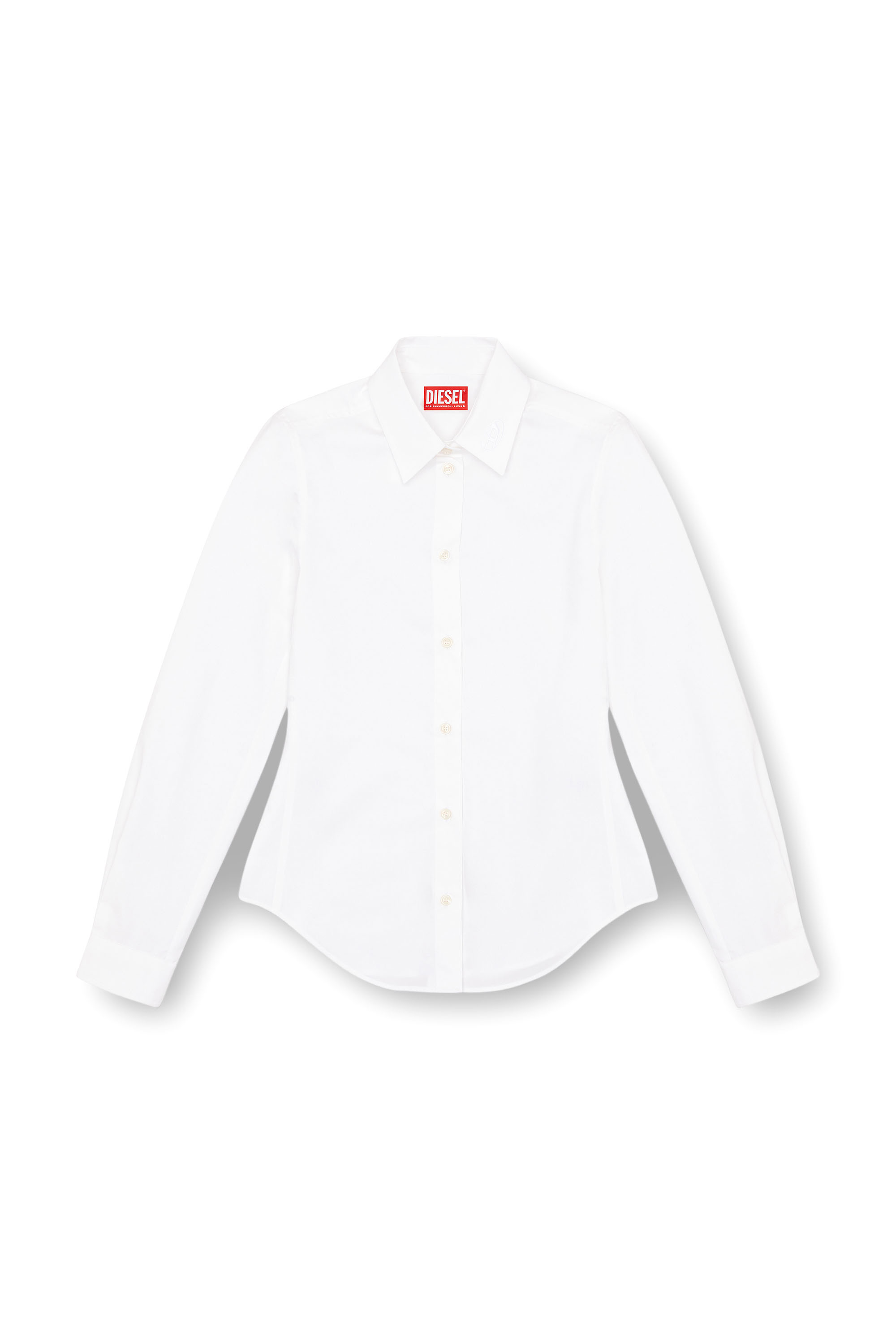 Diesel - C-GISEL-P1, Female's Shirt with logo-embroidered collar in ホワイト - 3