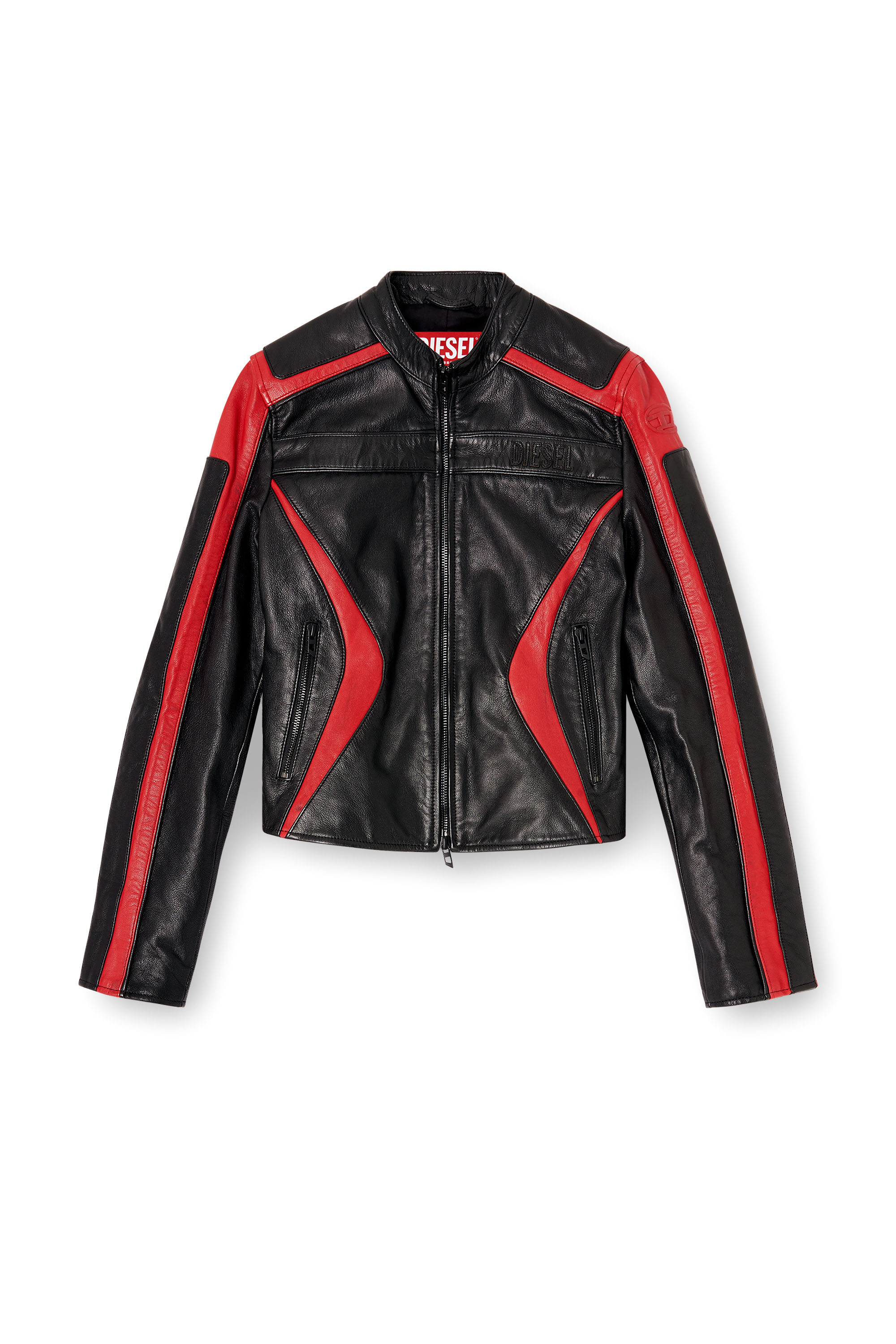 Diesel - L-OVABLE, Female's レザージャケット in ブラック/レッド - 2