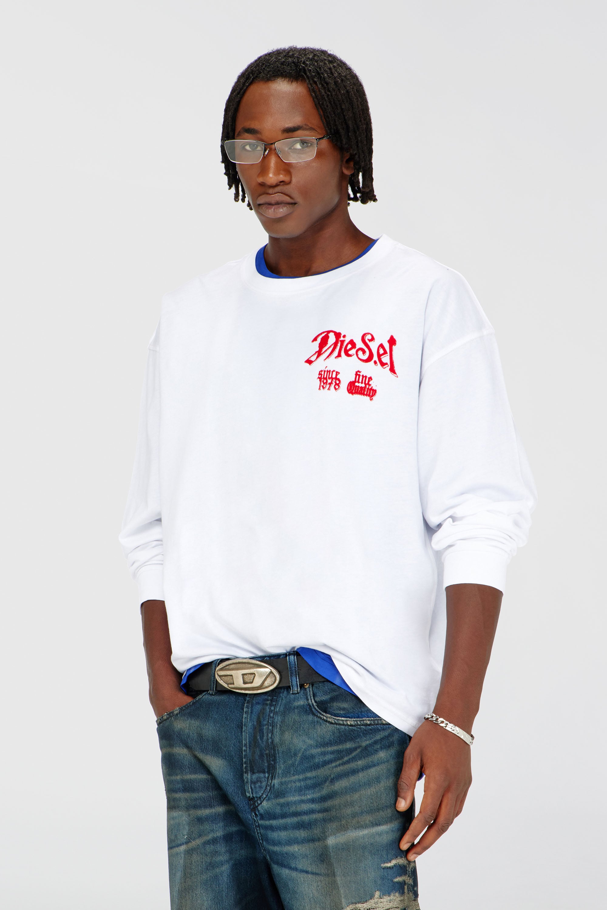 Diesel - T-BOXT-LS-AA6, Male's 長袖Tシャツ in ホワイト - 1