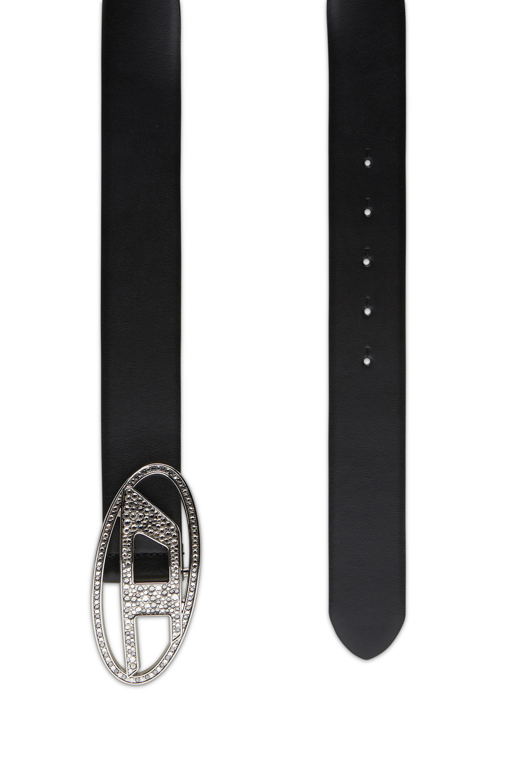 Diesel - B-1DR STRASS, Female's 4cm Leather belt with crystal buckle in ブラック - 2
