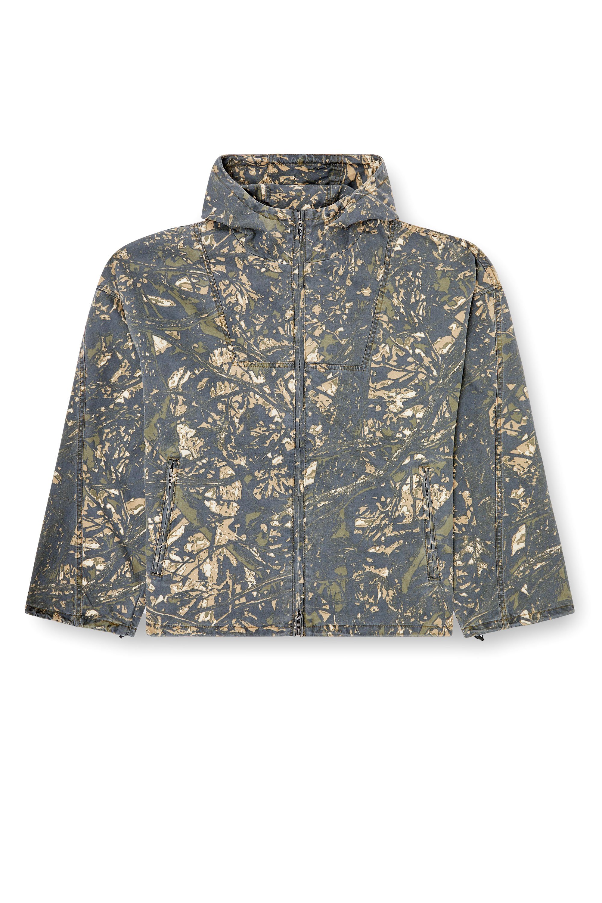 Diesel - J-LINT, Male's Hooded jacket with camo print in グリーン/ブラウン - 3