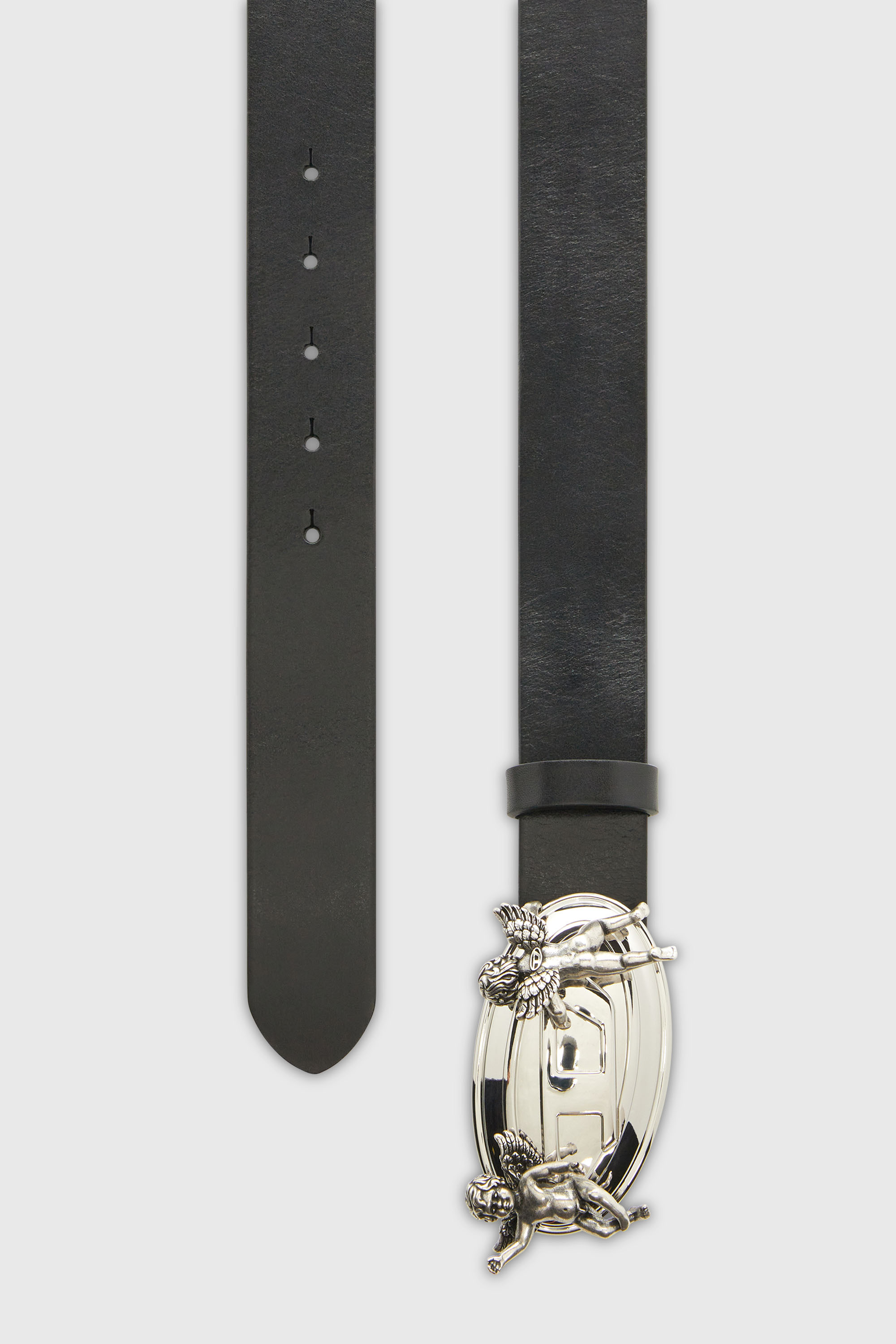 Diesel - B-OVAL ANGELS 35, Female's 3.5cm leather belt with cherub Oval D buckle in ブラック - 2