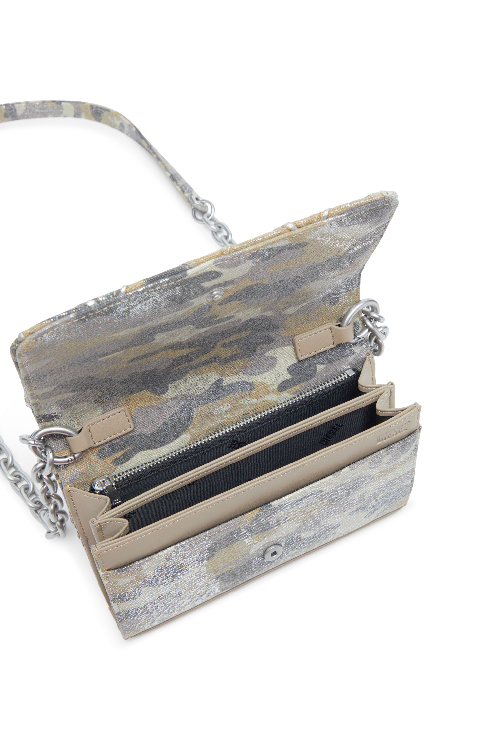 Diesel - CHARM-D WALLET STRAP, Female's ウォレットバッグ in ベージュ/グレー - 4