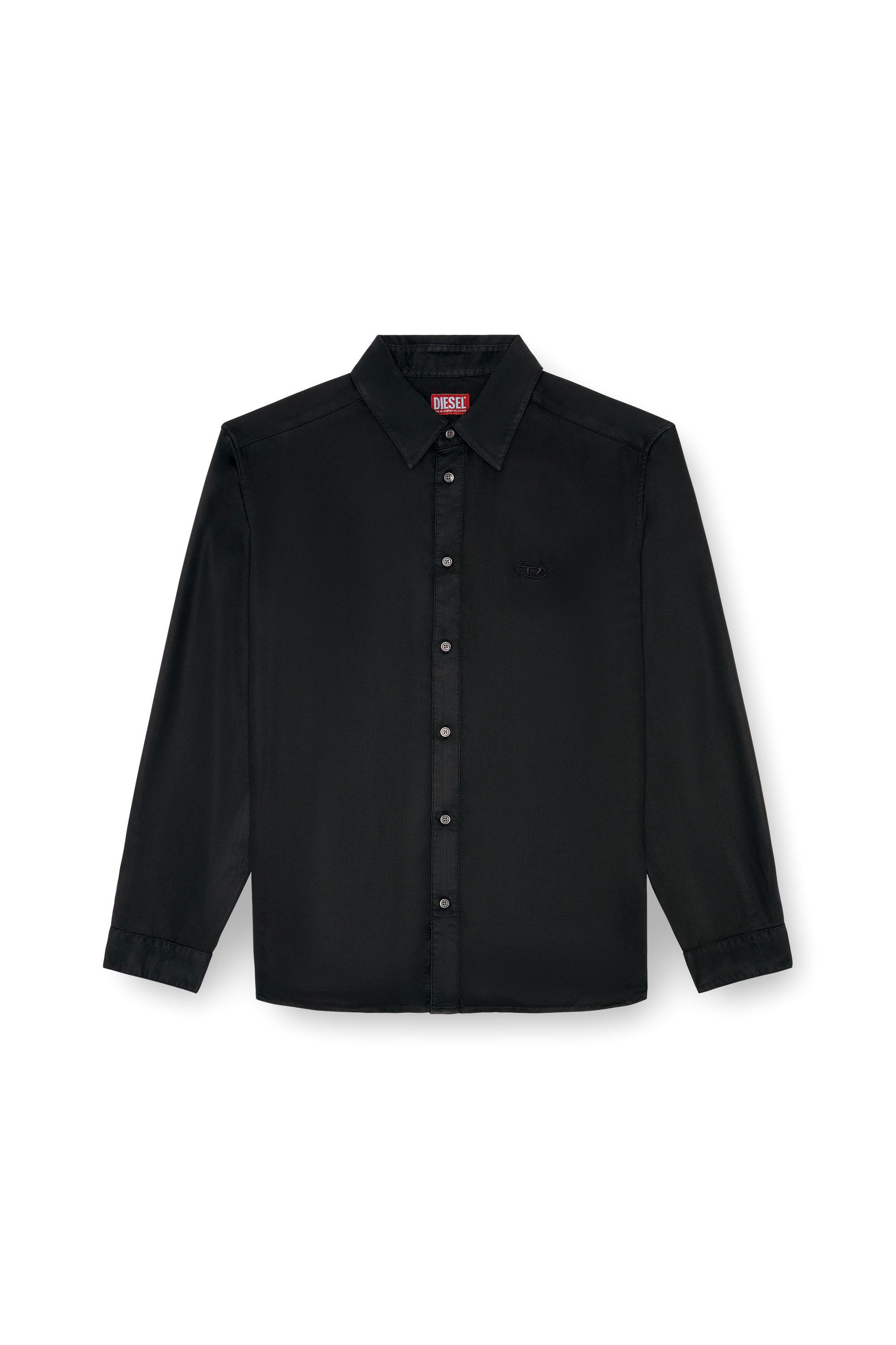 Diesel - S-SIMPLY-C, Male's Fluid shirt with logo embroidery in ブラック - 2