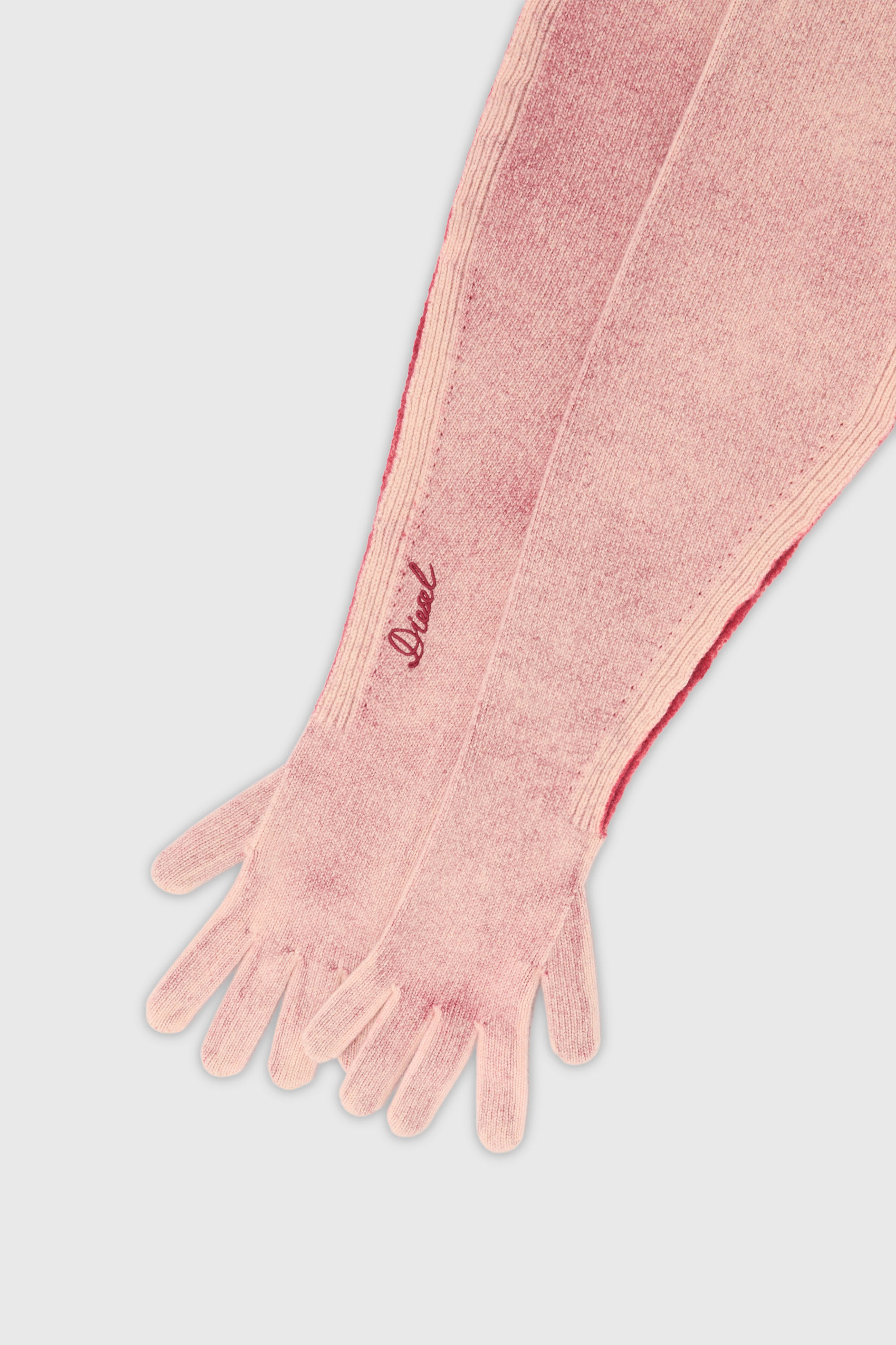 Diesel - K-EVIN, Unisex's Hybrid glove-scarf in two-tone wool in ピンク / ホワイト - 2