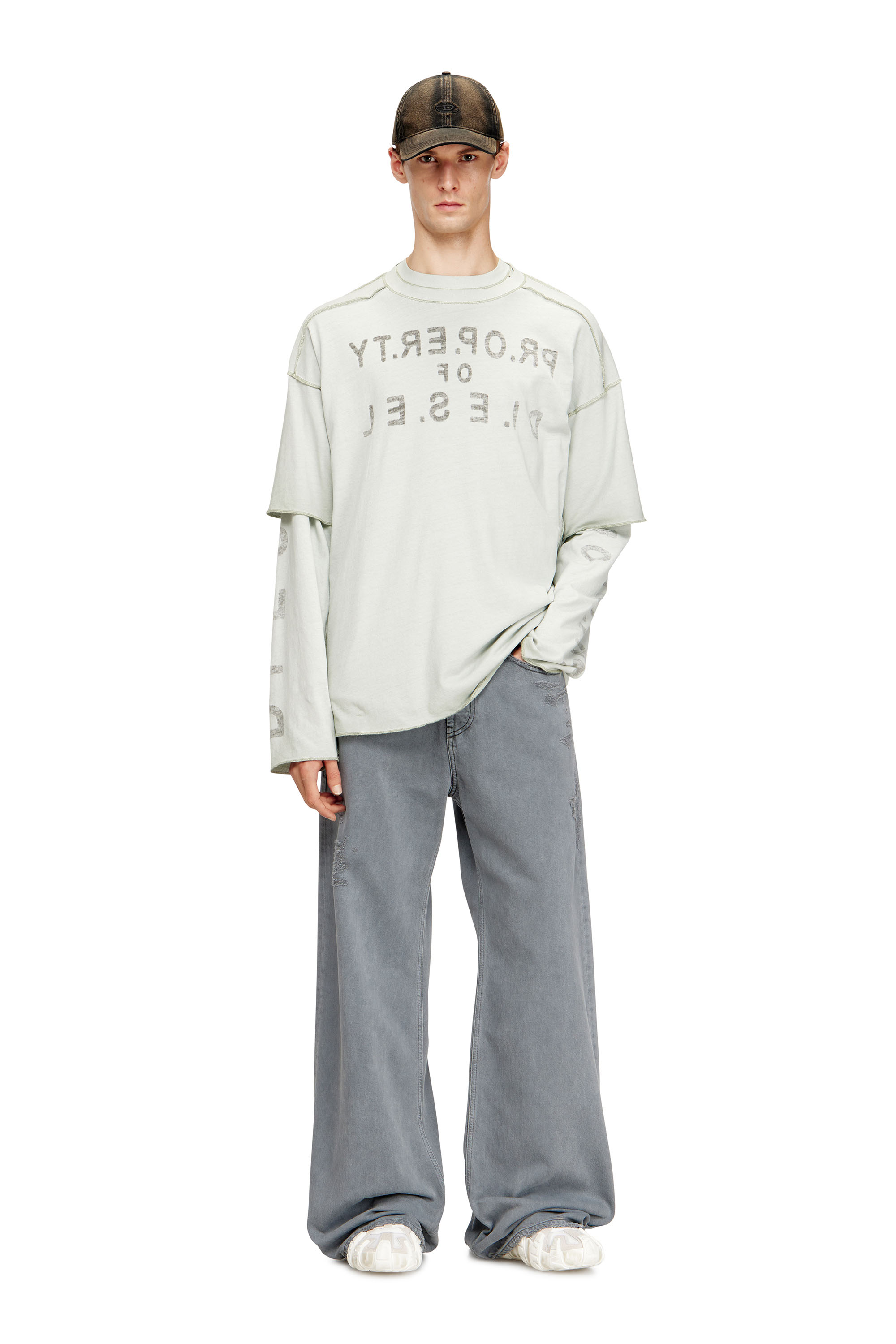 Diesel - T-LOOK, Male's Tシャツ in ホワイト/グレー - 1