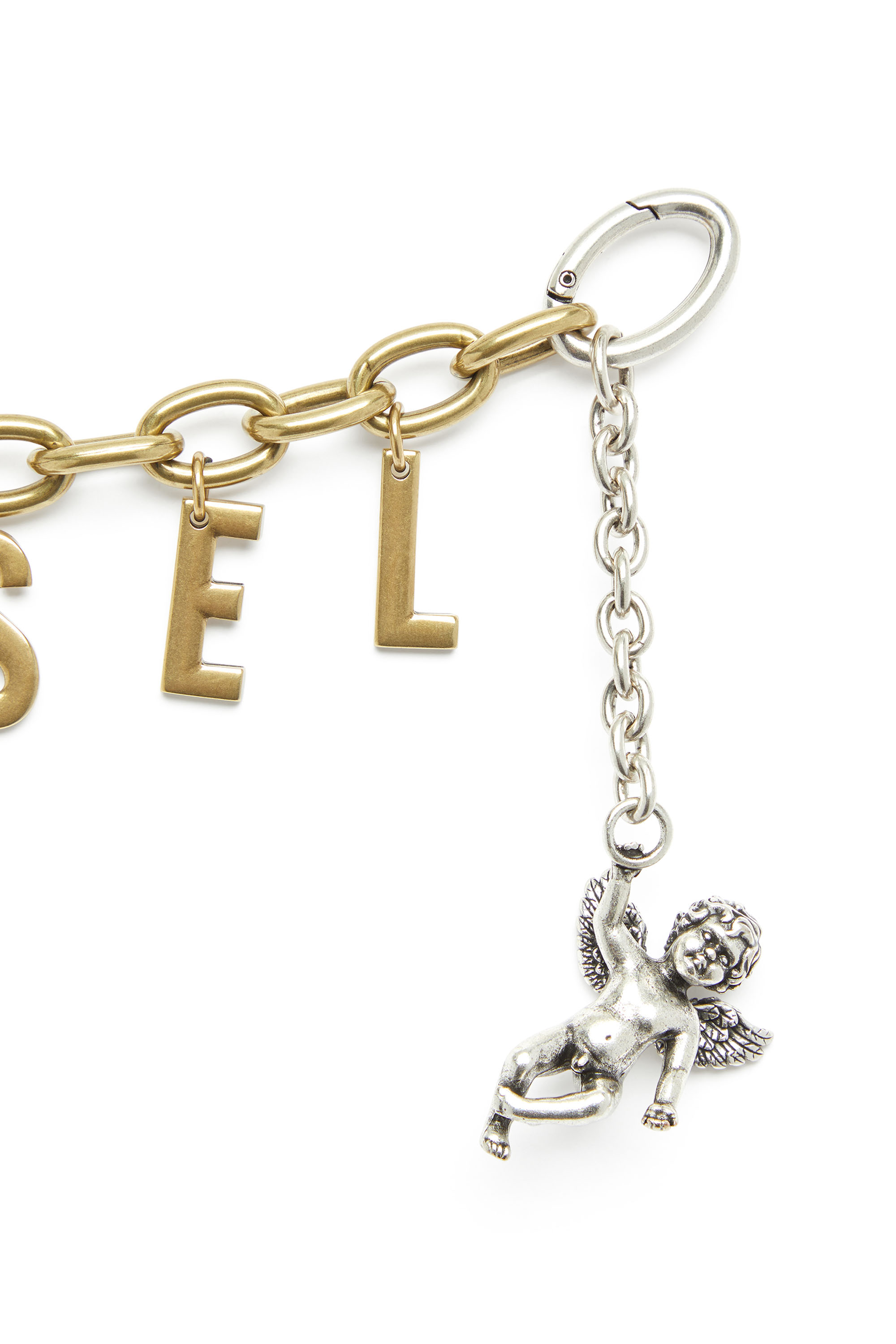 Diesel - CHAIN-D III S, Female's Metal letter charm with cherub in ゴールド - 3