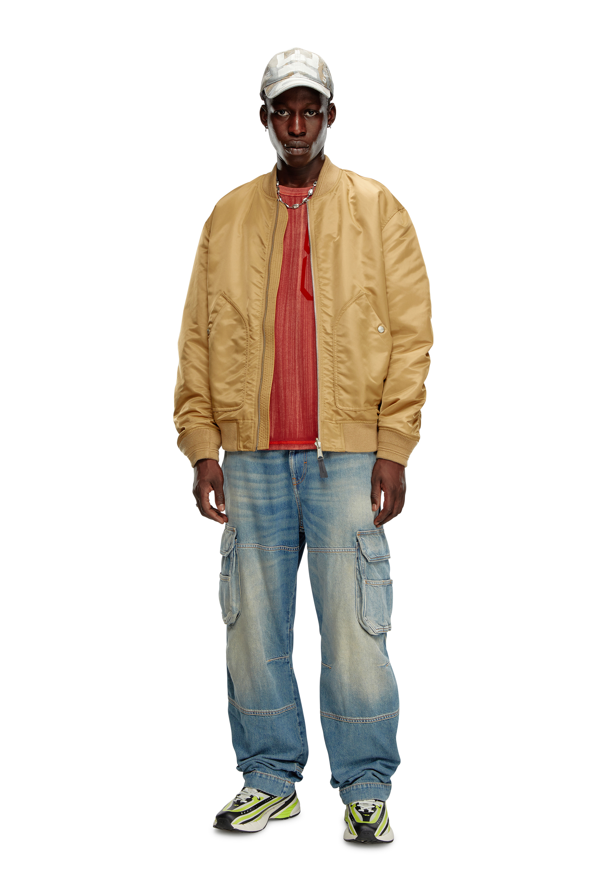 Diesel - D-AIRSPEED LOW, Male's D-Airspeed Low-Striped sneakers in coated mesh in イエロー/ブラック - 7