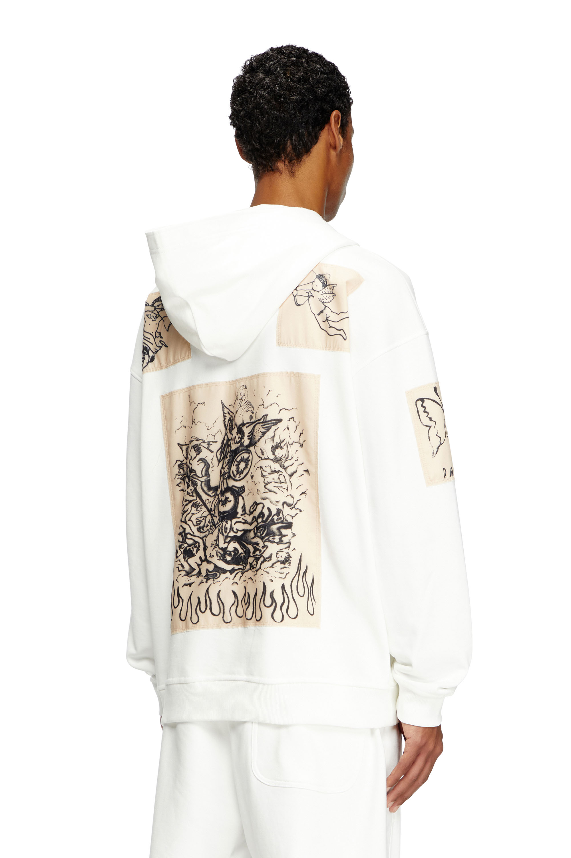 Diesel - S-BOXT-HOOD-DD, Unisex's Hoodie with tattoo patches in ホワイト - 4