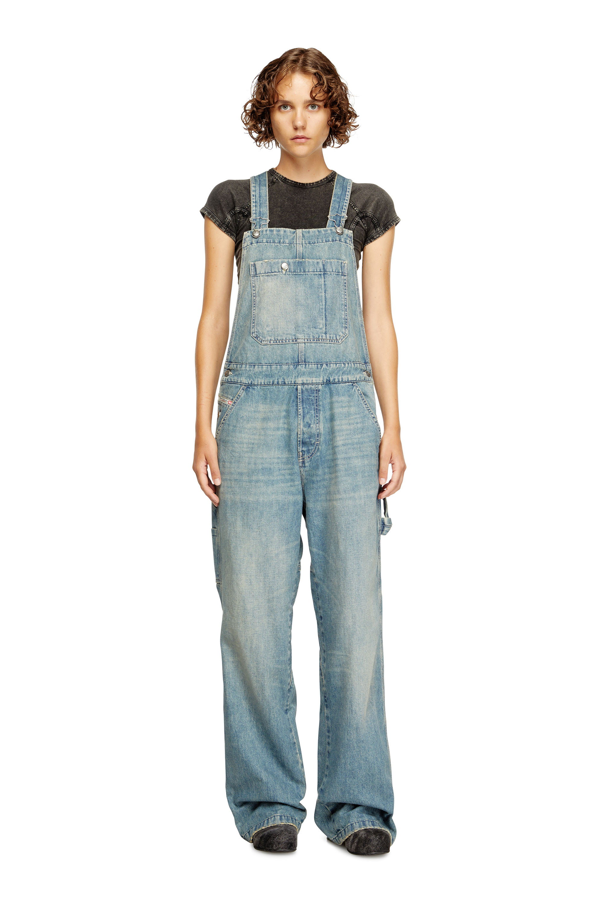 Diesel - D-FRAMU-U, Unisex's Utility-style denim dungarees in ライトブルー - 6
