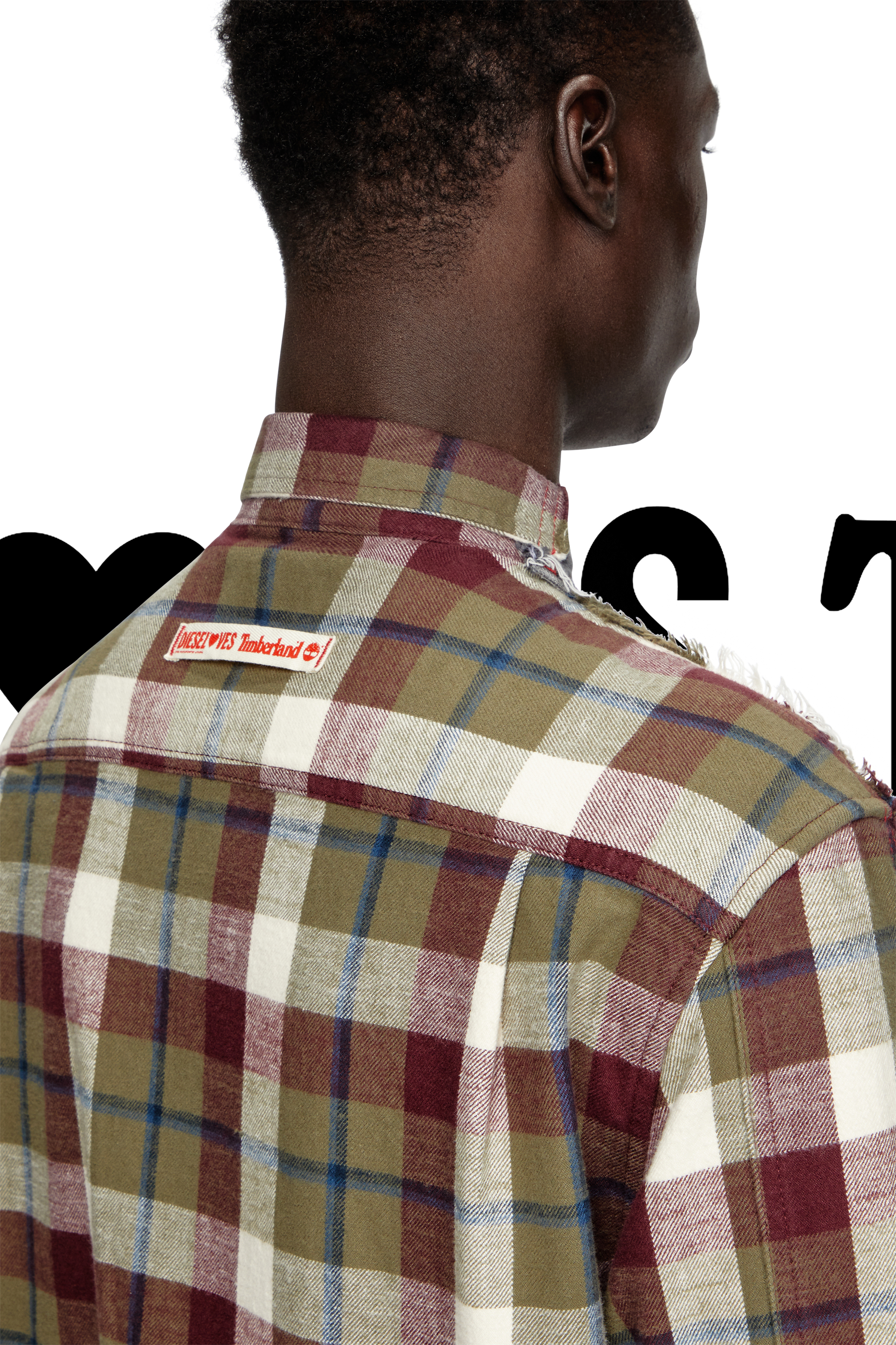 Diesel - Shirt Dieseloves 7A, Unisex's Denim and check shirt in グレー/レッド - 2