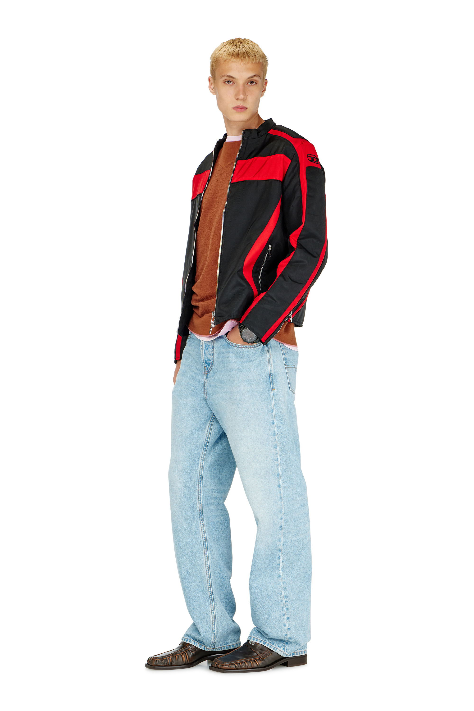 Diesel - J-ADAM-PDAI, Male's ジャケット in ブラック/レッド - 2