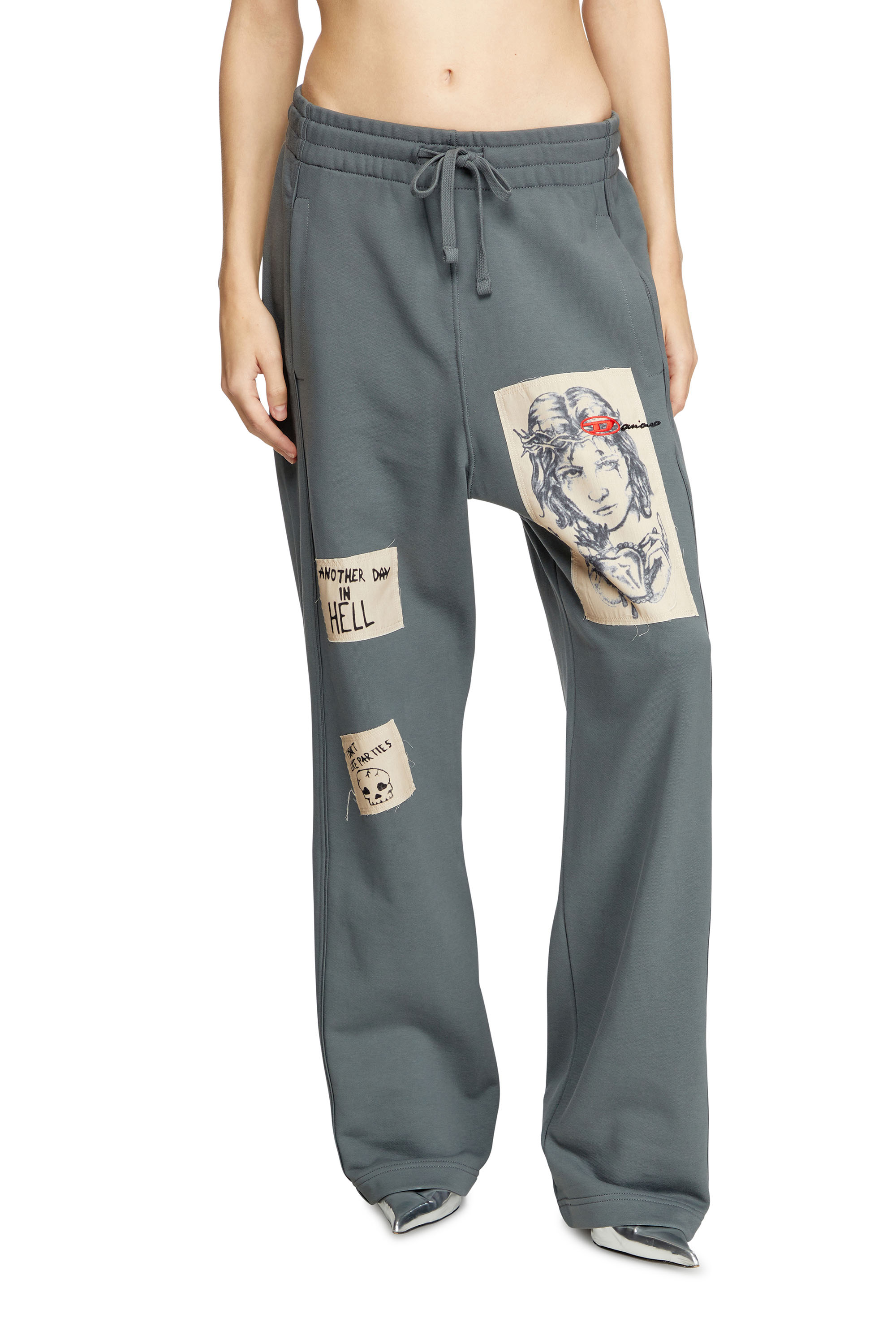 Diesel - P-MARTYANS-DD, Unisex's Track pants with tattoo patches in グレー - 6
