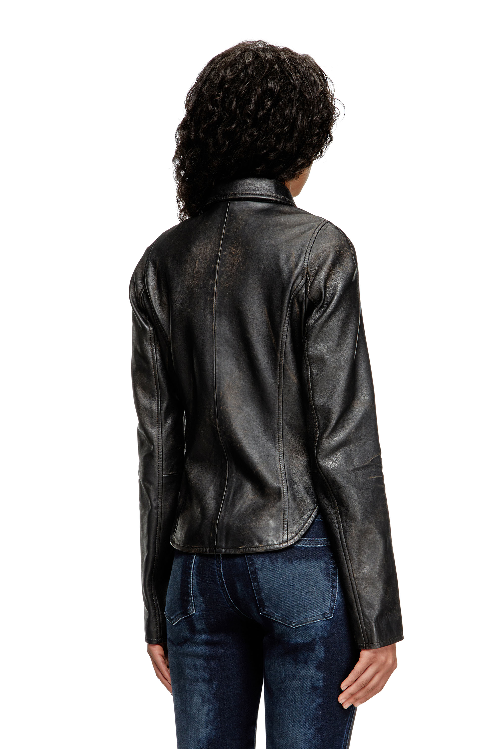 Diesel - L-EGRAD, Female's Distressed leather jacket in ブラック - 4