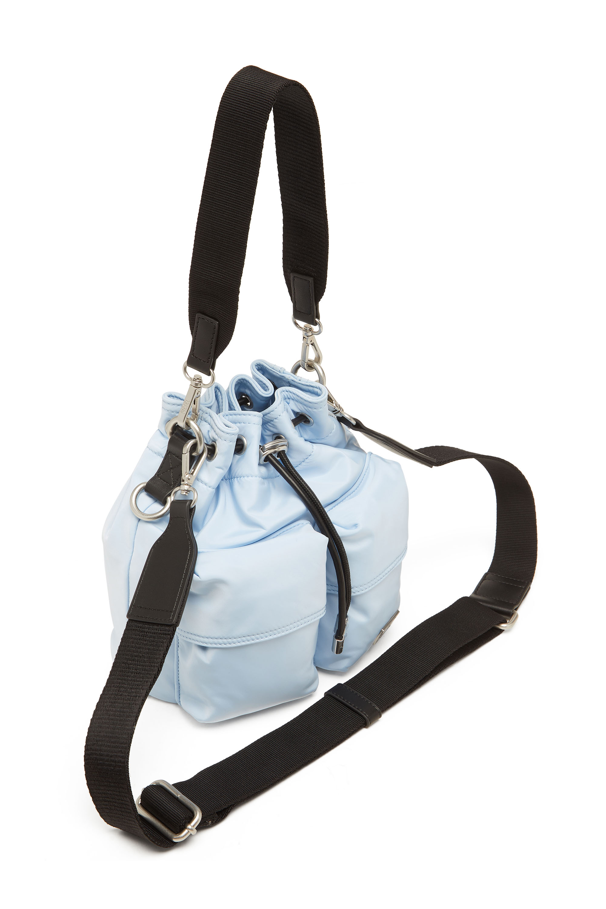 Diesel - MULTI-PKTS BUCKET X, Unisex's Multi-Pkts-Multipocket bucket bag in satin nylon in ライトブルー - 5