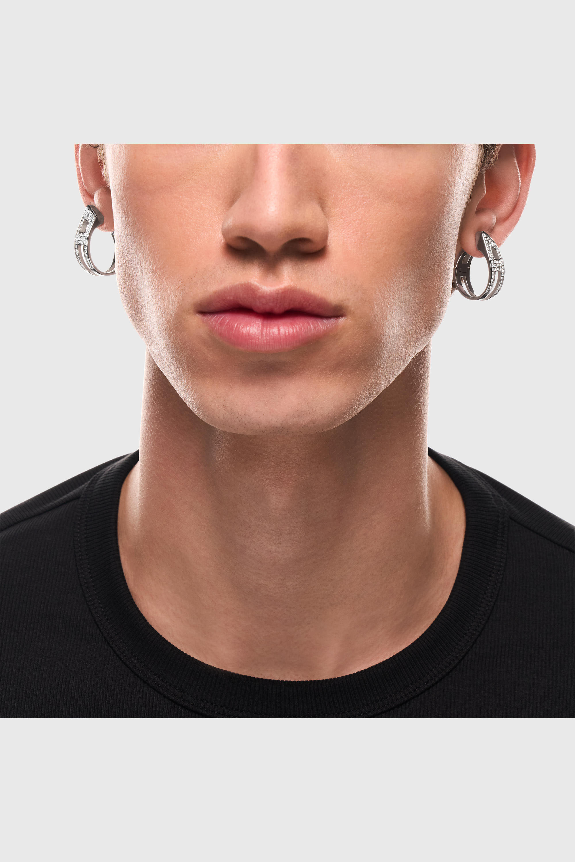 Diesel - DX1739040, Unisex's Stainless steel pave hoop earrings in シルバー - 5