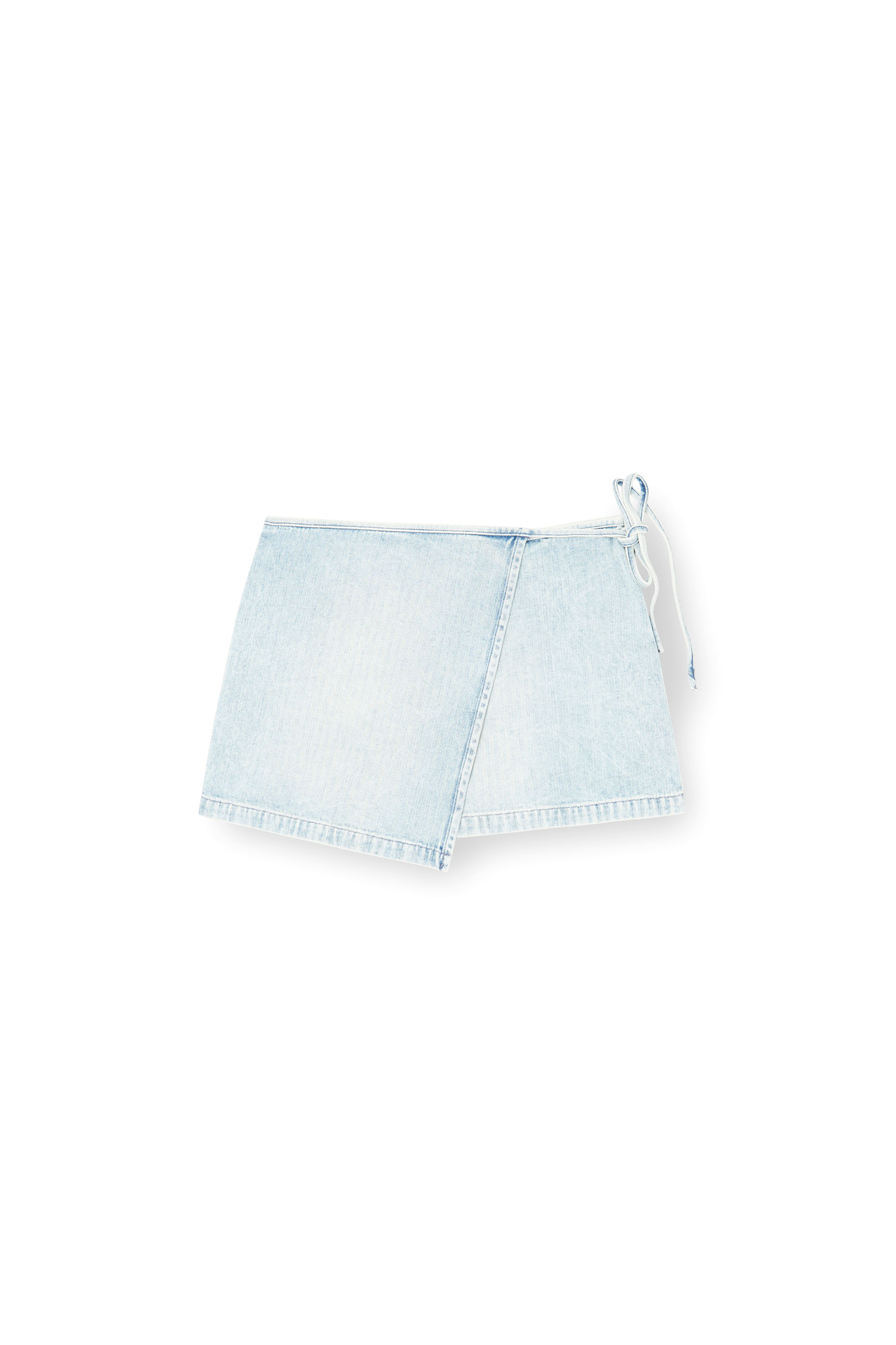 Diesel - DE-LEM-MINI, Female's Short wrap skirt in herringbone denim in ライトブルー - 3