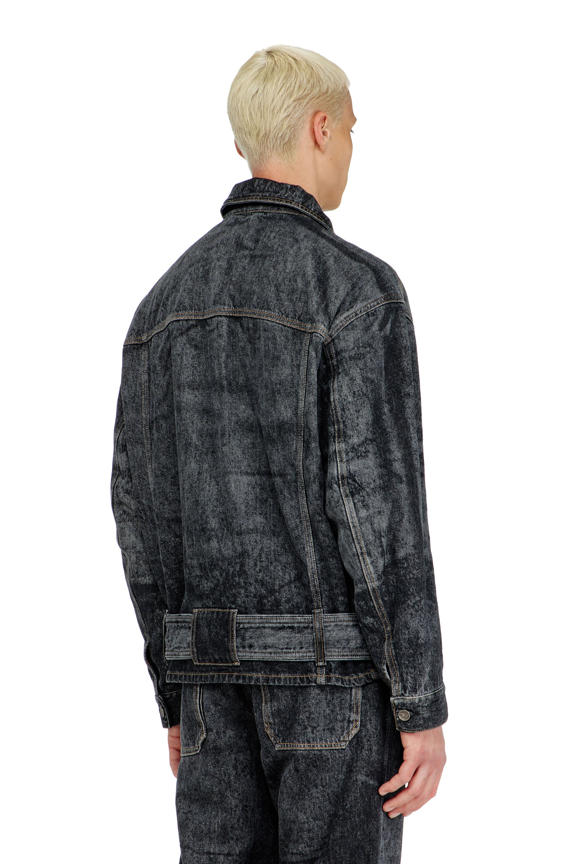 Diesel - D-VALERO-S, Male's デニムジャケット in ブラック/ダークグレー - 4
