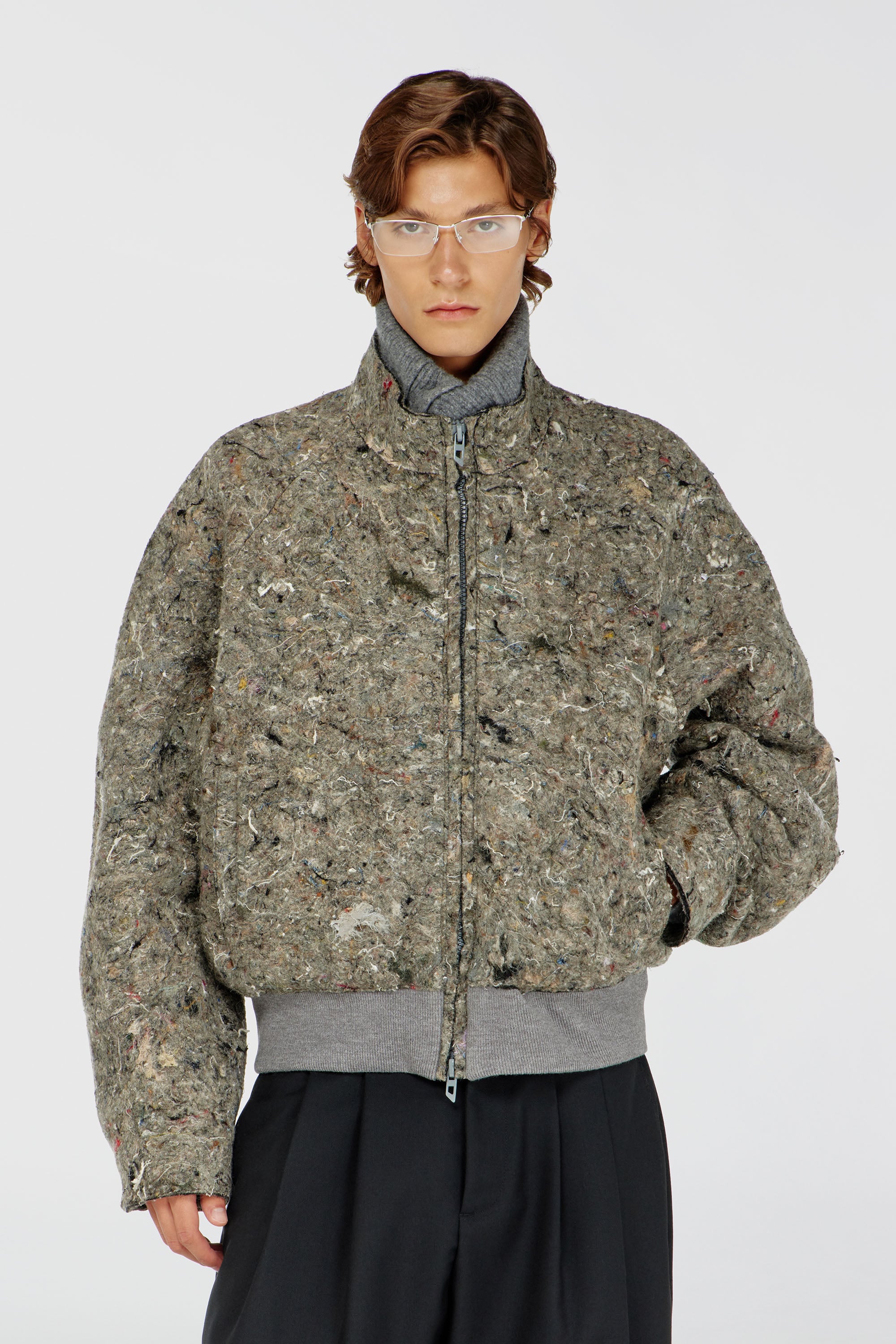 Diesel - J-DISTEM, Male's Upcycled felted jacket in グレー - 1