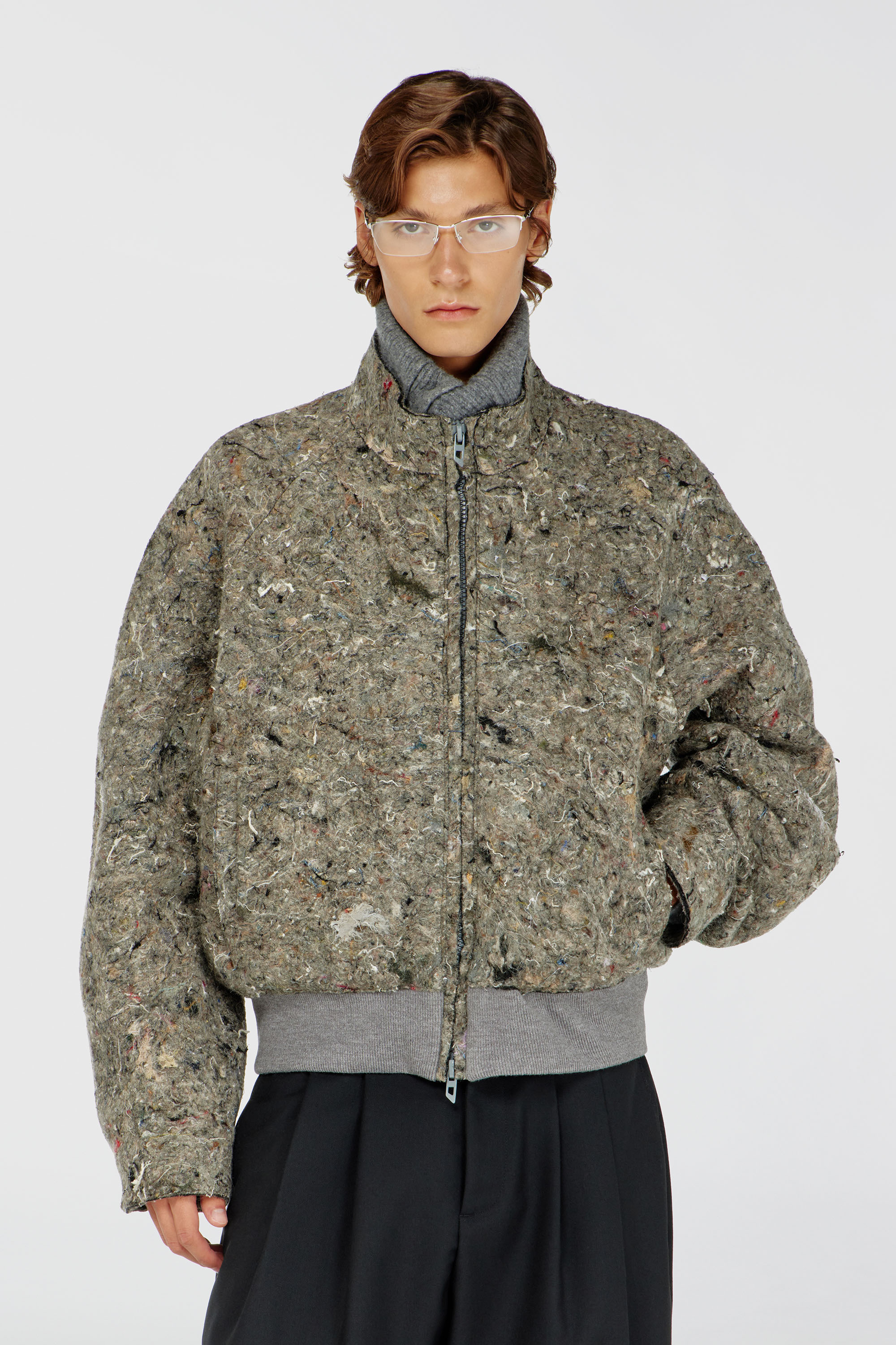 Diesel - J-DISTEM, Male's Upcycled felted jacket in グレー - 3