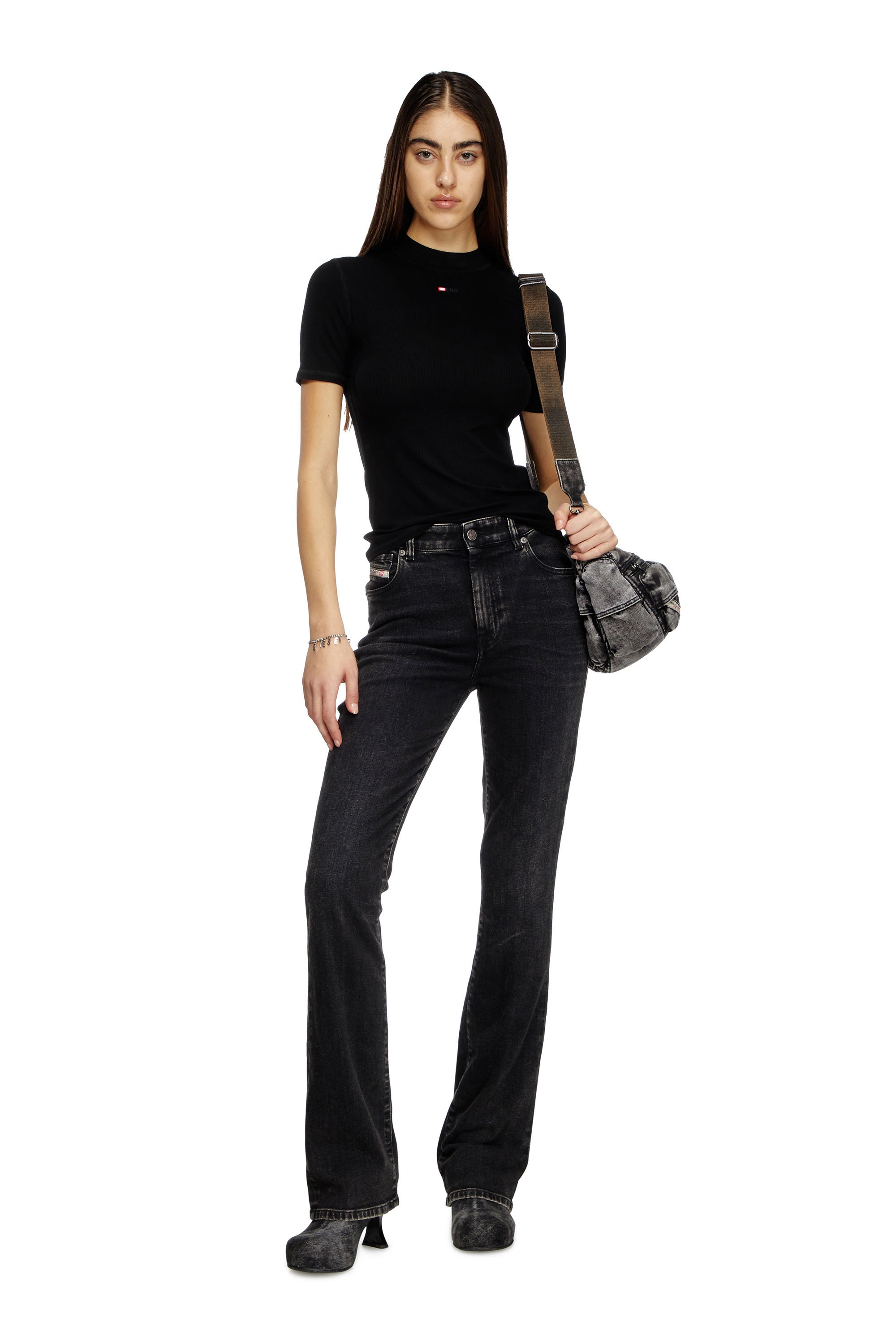 Diesel - T-MOKKY-MICRODIV, Female's Tシャツモックネックリブトップス in ブラック - 1