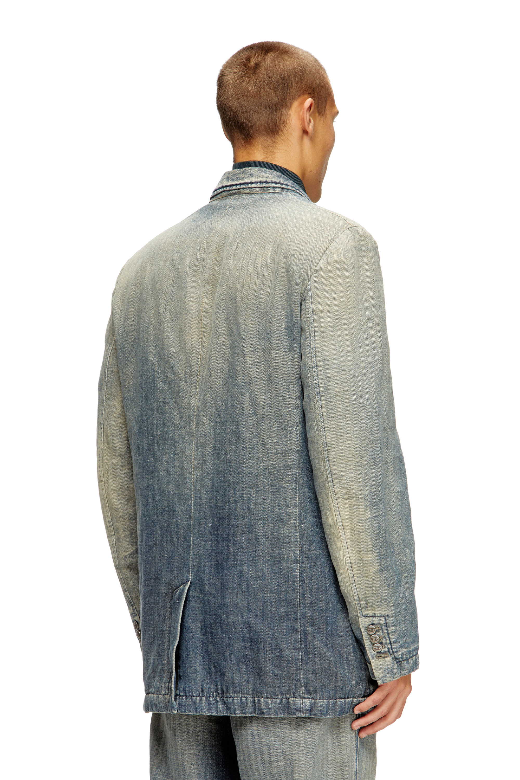 Diesel - D-REGER-D, Unisex's Blazer in dirt-effect herringbone denim in グレー/ブルー - 4